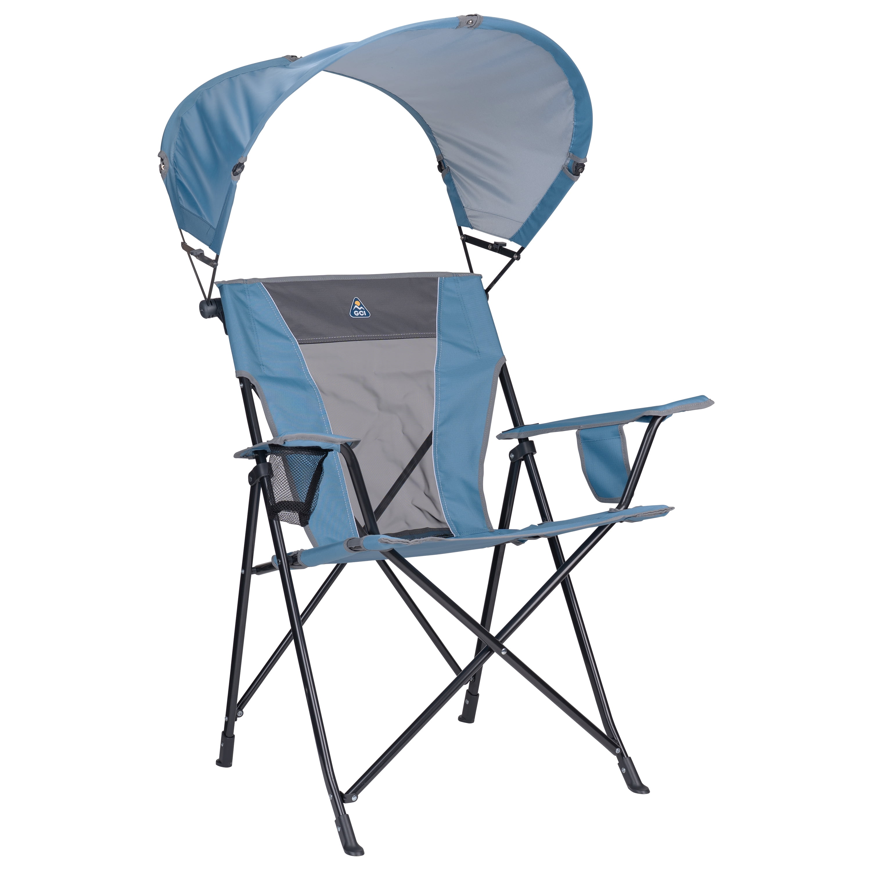 GCI Outdoor SunShade Comfort Pro Portable Folding Canopy Chair (Lichen Blue, 250 lb Capacity) 9klum