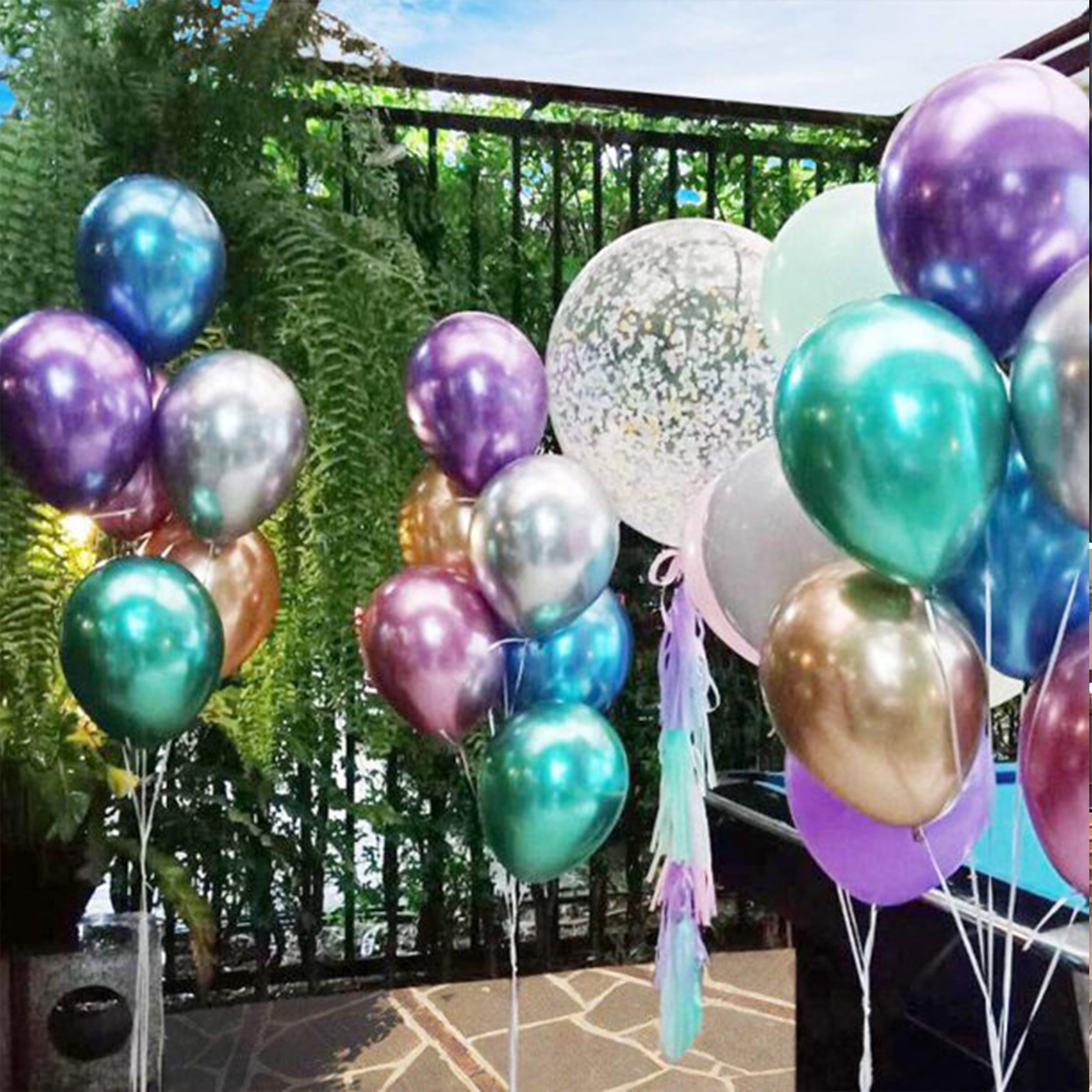Lotus Home Metallic Latex Party Balloons with Arch Garland Strip (Silver, 50 Piece, 12 in) kkd7h