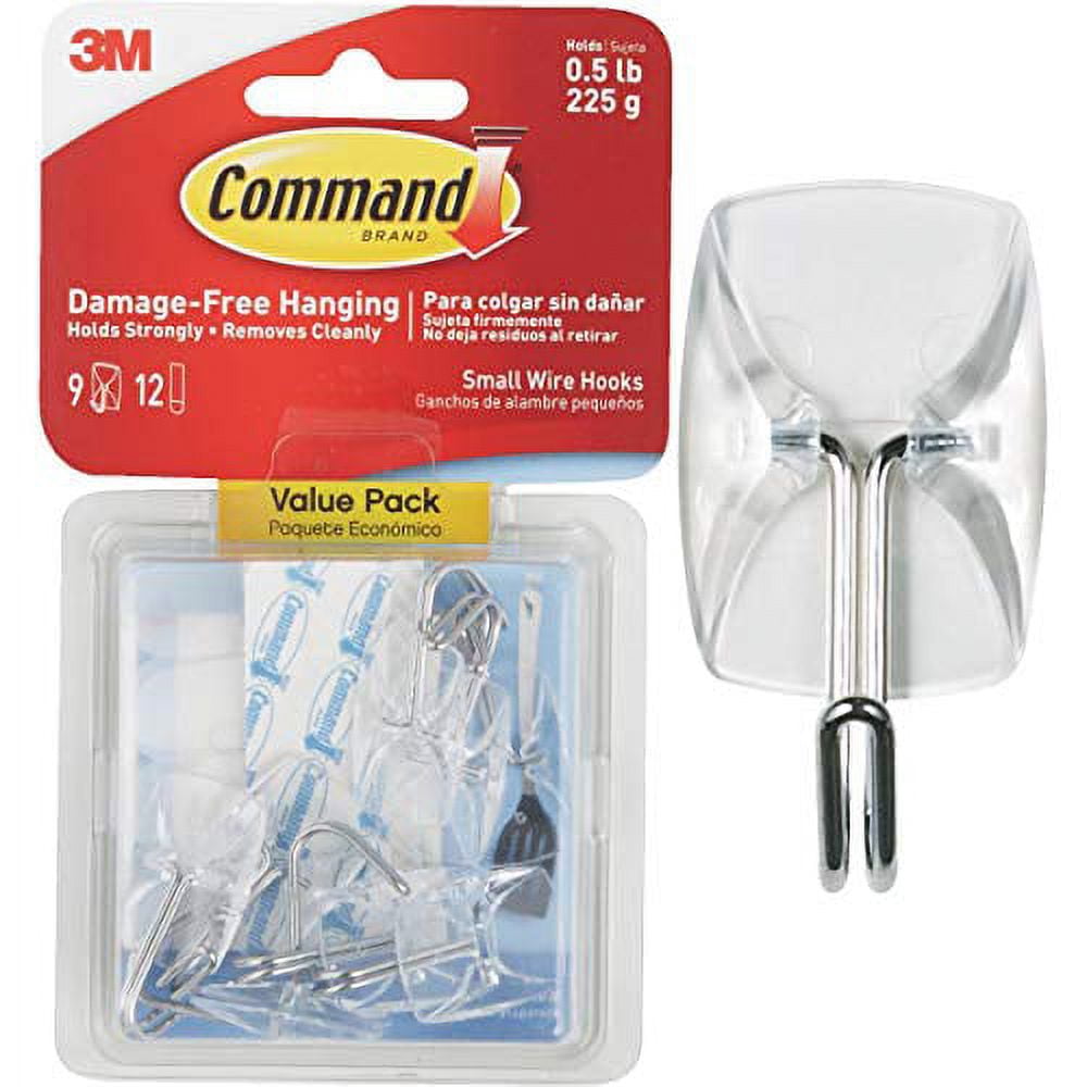 Command Small Wire Hooks Damage-Free Hanging Adhesive Hooks (Clear, 0.8 in x 0.8 in x 1.6 in) 71sn5