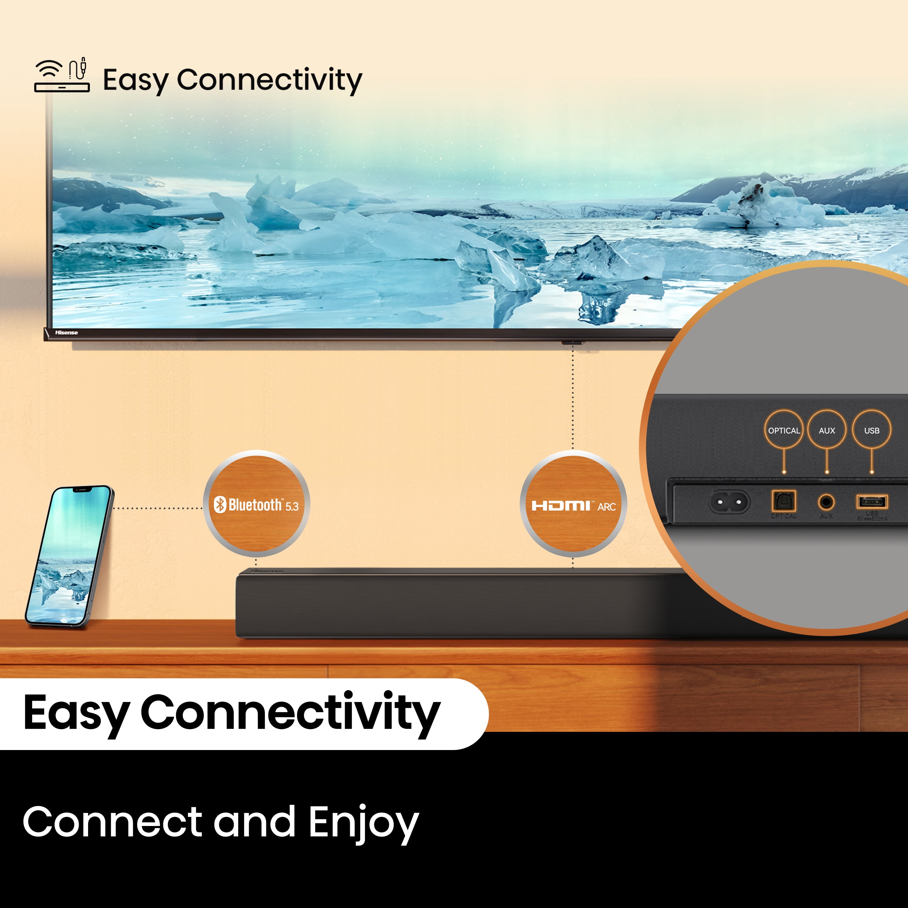 Hisense R651 5.1 Channel 510W Soundbar System with Wireless Subwoofer and Rear Speakers (Black) vs1eh