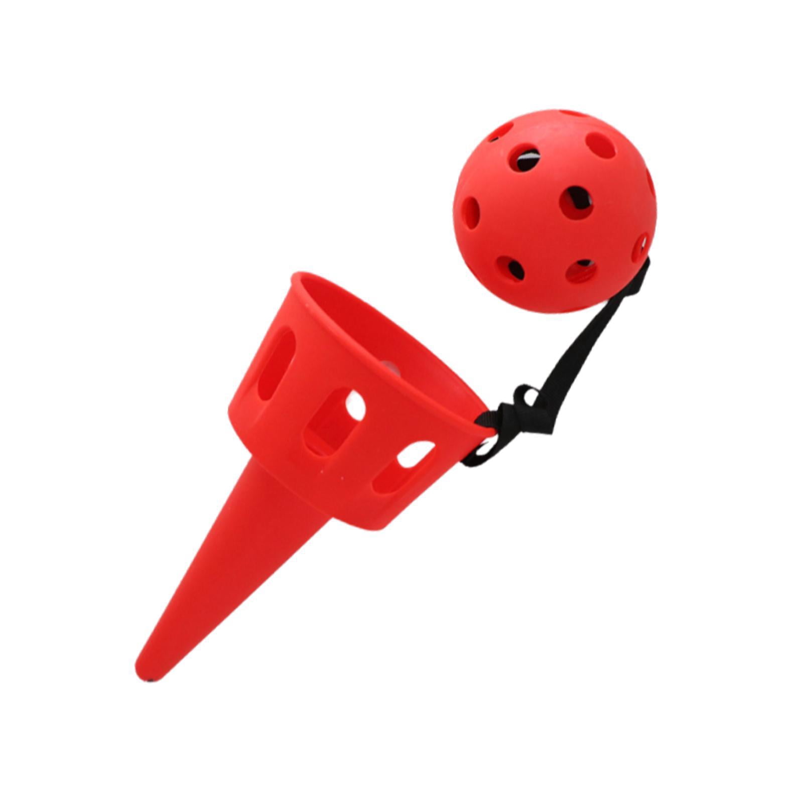 HILABEE Catching Ball Game Launcher Set, Interactive Outdoor Backyard Toy for Kids and Adults (Red, 6.5 in) ty3tb