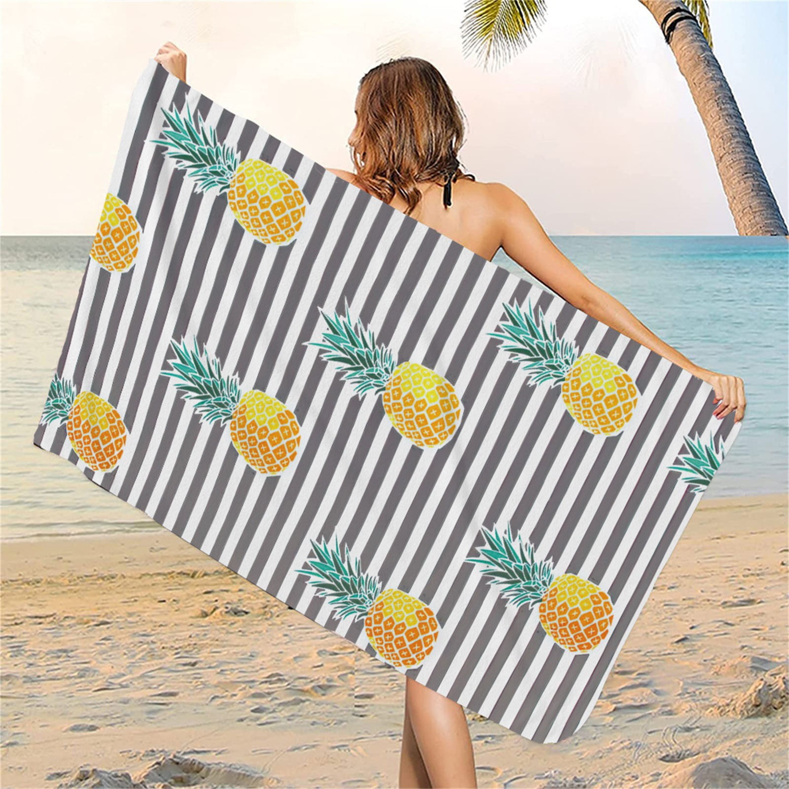 Suncoda Microfiber Beach Towel, Sandproof Quick-Dry Bath Towel for Travel and Pool (Colorful, 27 in x 59 in) 6if4w