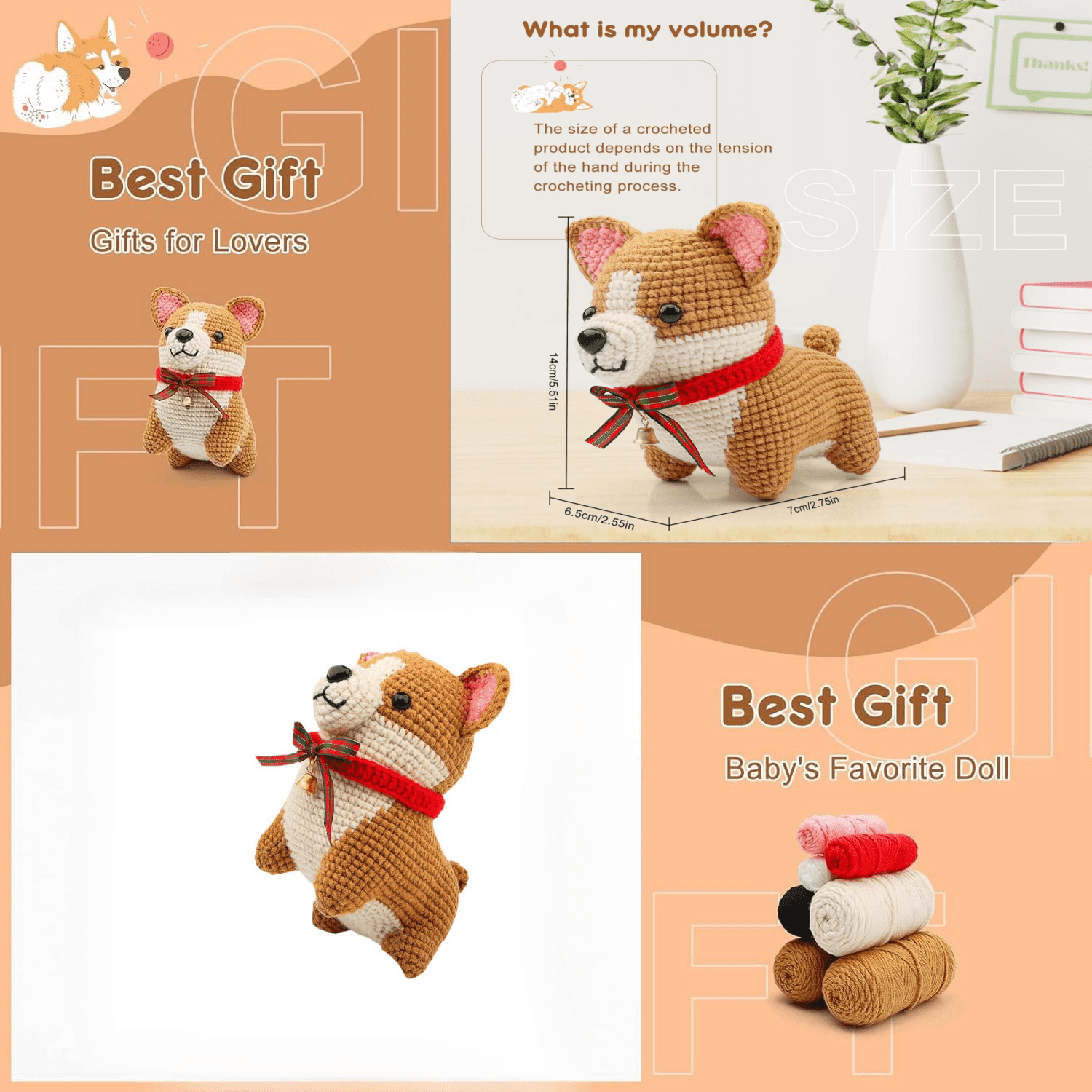 Imcrasy Crochet Kit for Beginners, DIY Dog Animal Plushie Craft Set with Tutorial Video (1 Pack) slkuh