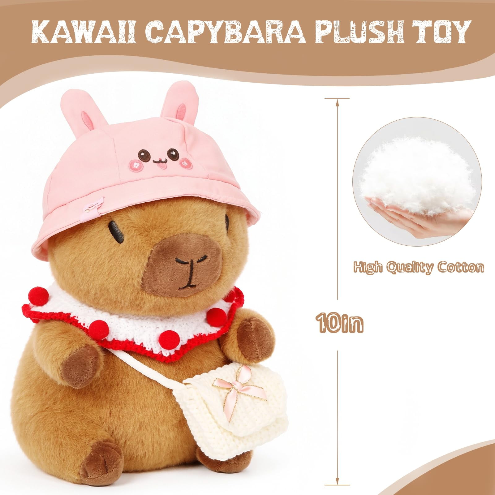 YSZZYSM Capybara Plush Toy with 9 Changeable Outfits and Accessories (Pink, 10.2 in) rcdmg