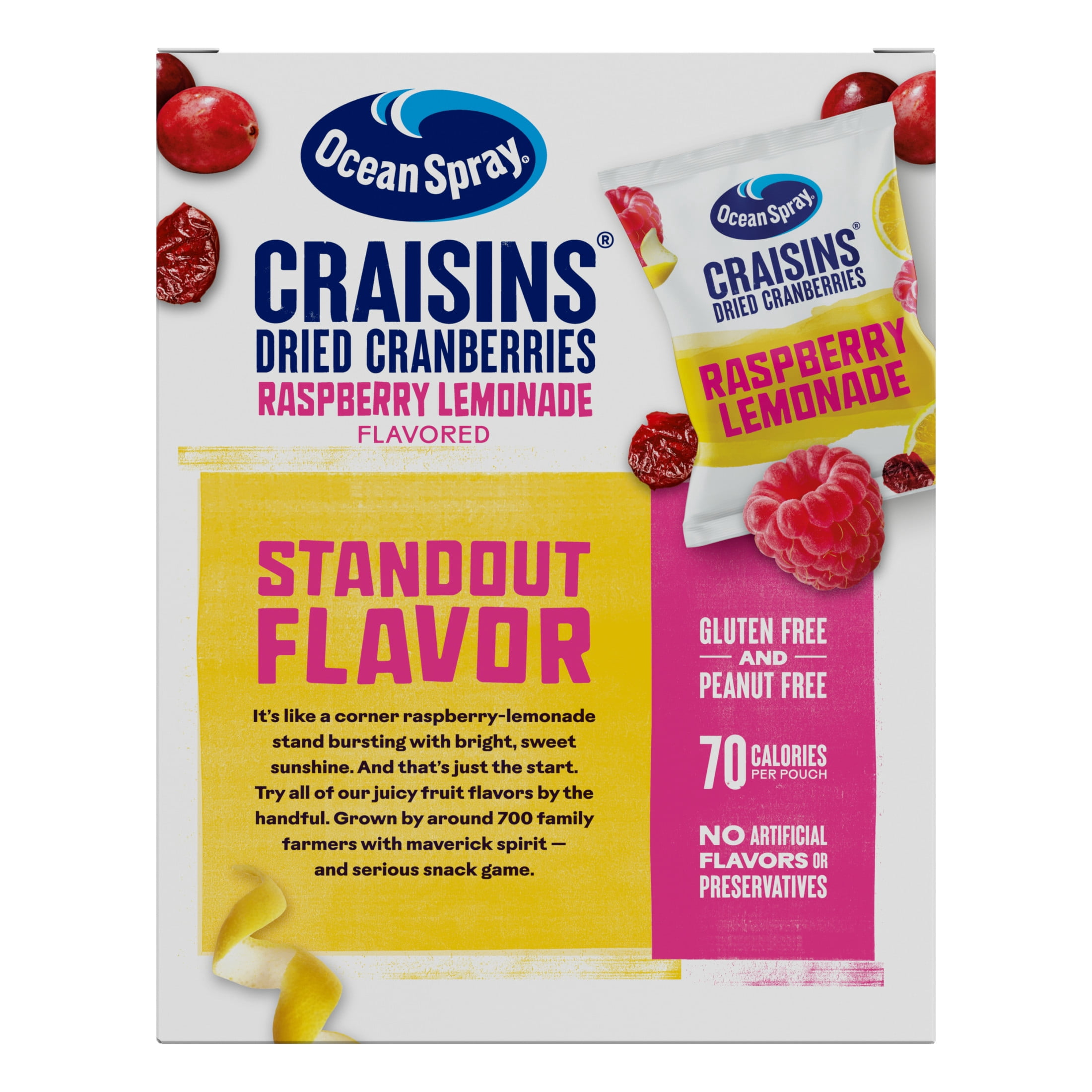 Ocean Spray Craisins Dried Cranberries, Raspberry Lemonade Flavored Fruit Snacks (5 oz, 5-Count) zq0hx