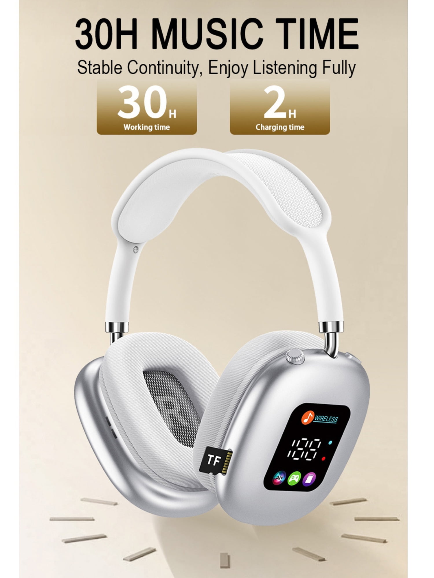 aomogo Wireless Bluetooth 5.4 Gaming Headphones with Active Noise-Cancelling Microphone (Black, One Size) clsku