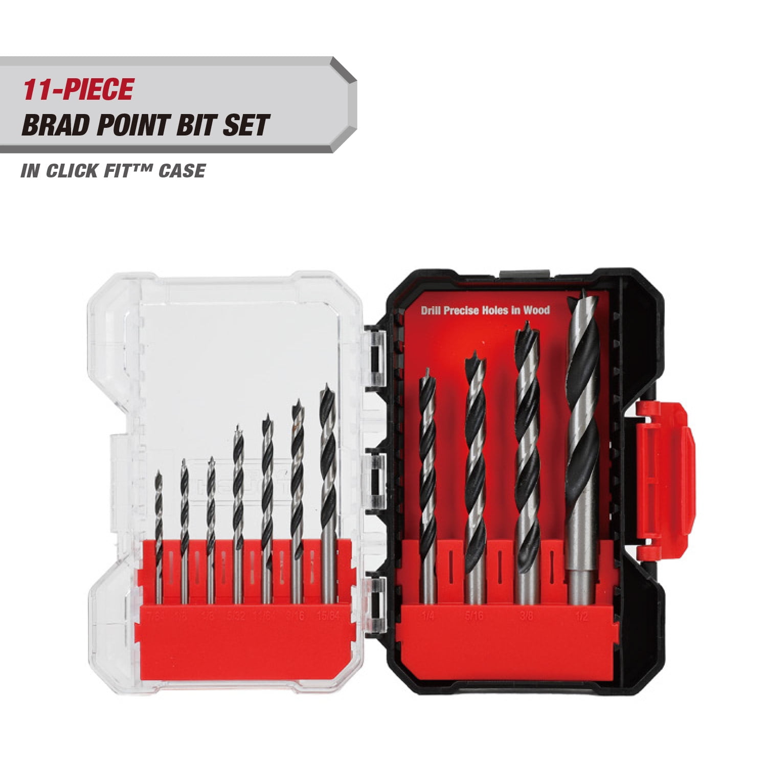 Hyper Tough Brad Point Drill Bit Set (11-Piece, 7/64 in to 1/2 in) sytdx