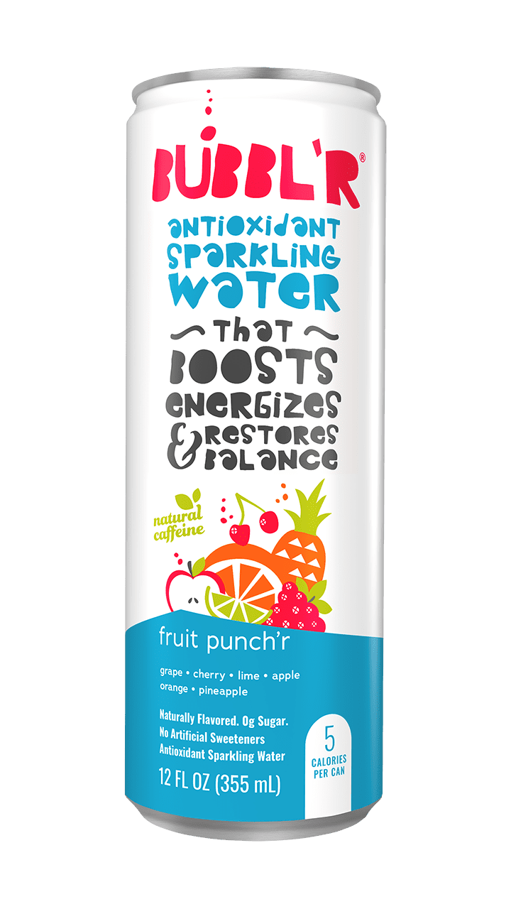 BUBBL'R Antioxidant Sparkling Water, Fruit Punch'r, Refreshing Natural Energy Drink (Fruit Punch, 6 Pack of 12 fl oz) yz2yu