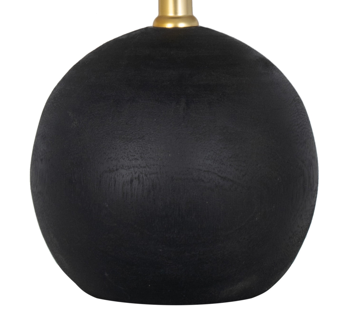Mainstays Mini Wood Ball Table Lamp with Fabric Shade (Black, 12.5 in) quxco