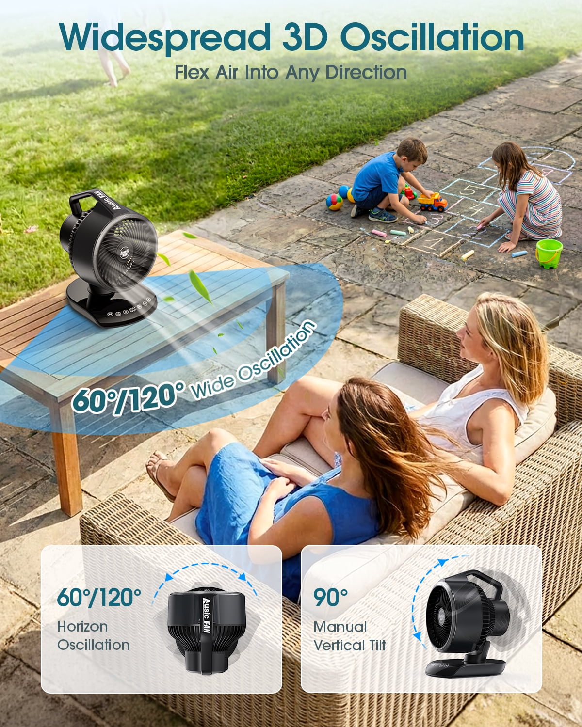 JINLICTE Portable Rechargeable Desk Fan with LED Light and Remote Control (5 Speeds, 30000mAh Battery) geu4j
