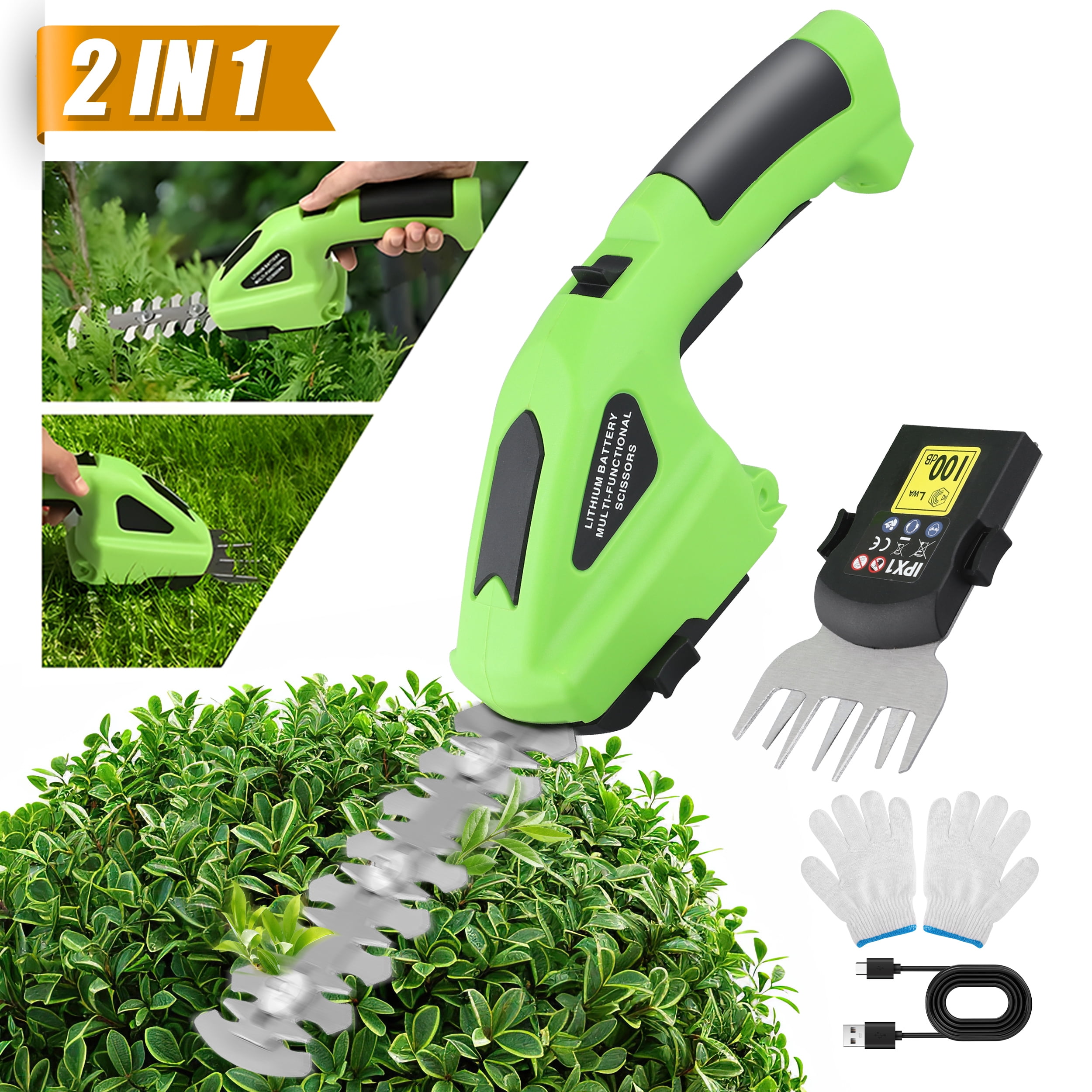 RELOIVE 2-in-1 Cordless Hedge Trimmer and Grass Shear (Green, 2.25 lb) 2umw3