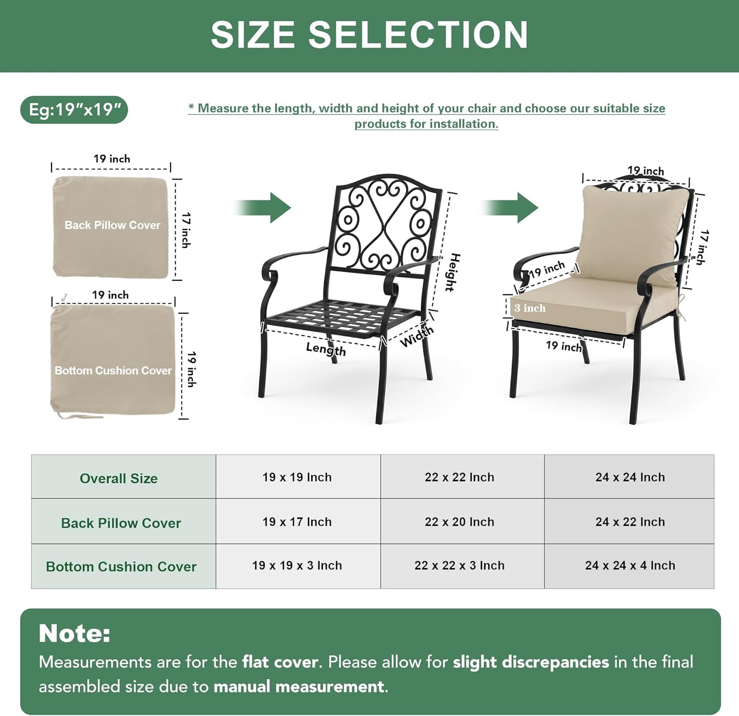 Ottowood Outdoor Deep Seat Cushions, Water-Repellent Patio Furniture Replacement Pads (Cream, 19x19x3 in, Set of 4) 406so