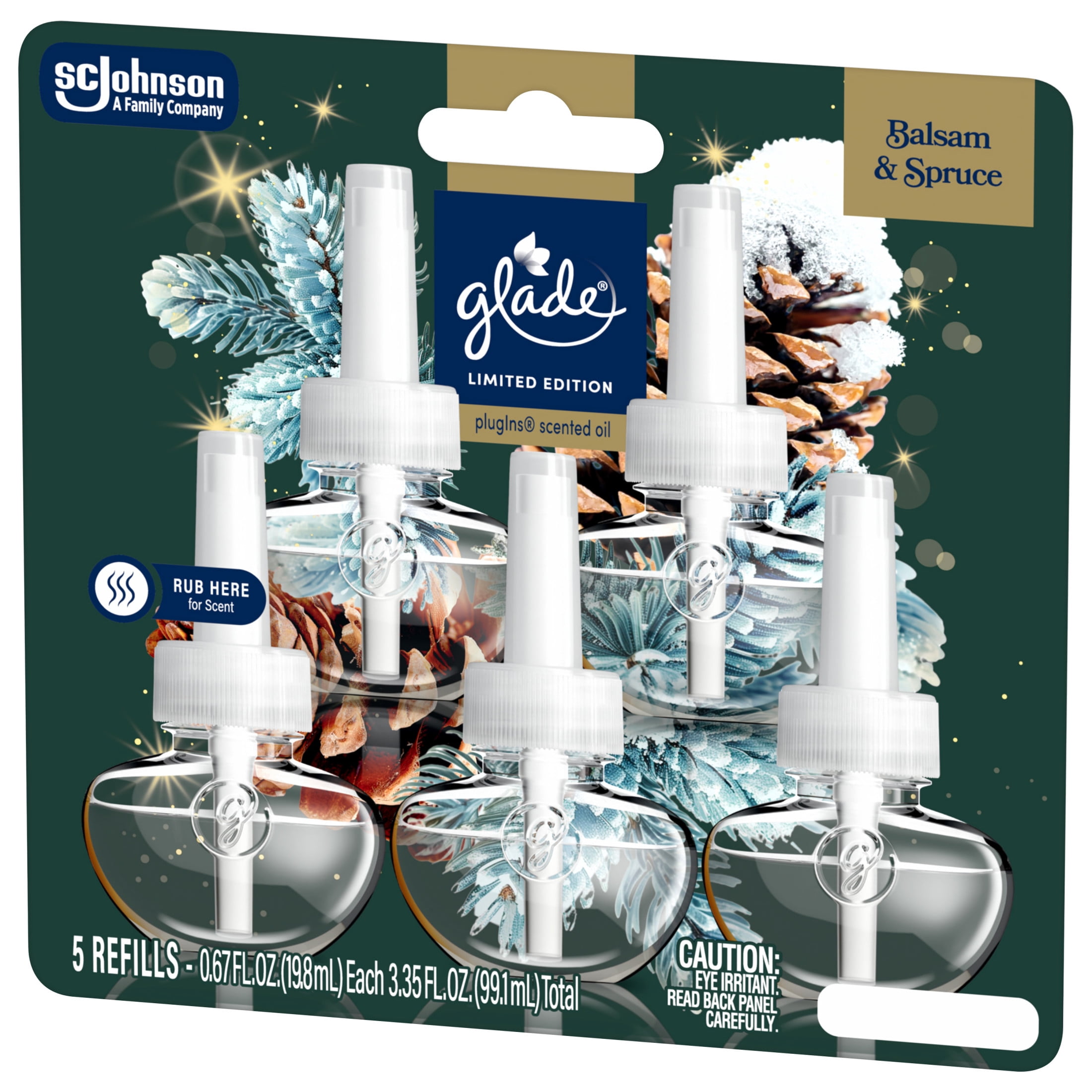 Glade PlugIns Air Freshener Refills, Twinkling Pine & Cedar, Long-Lasting Scent (5 Count, 3.35 oz) z8dts