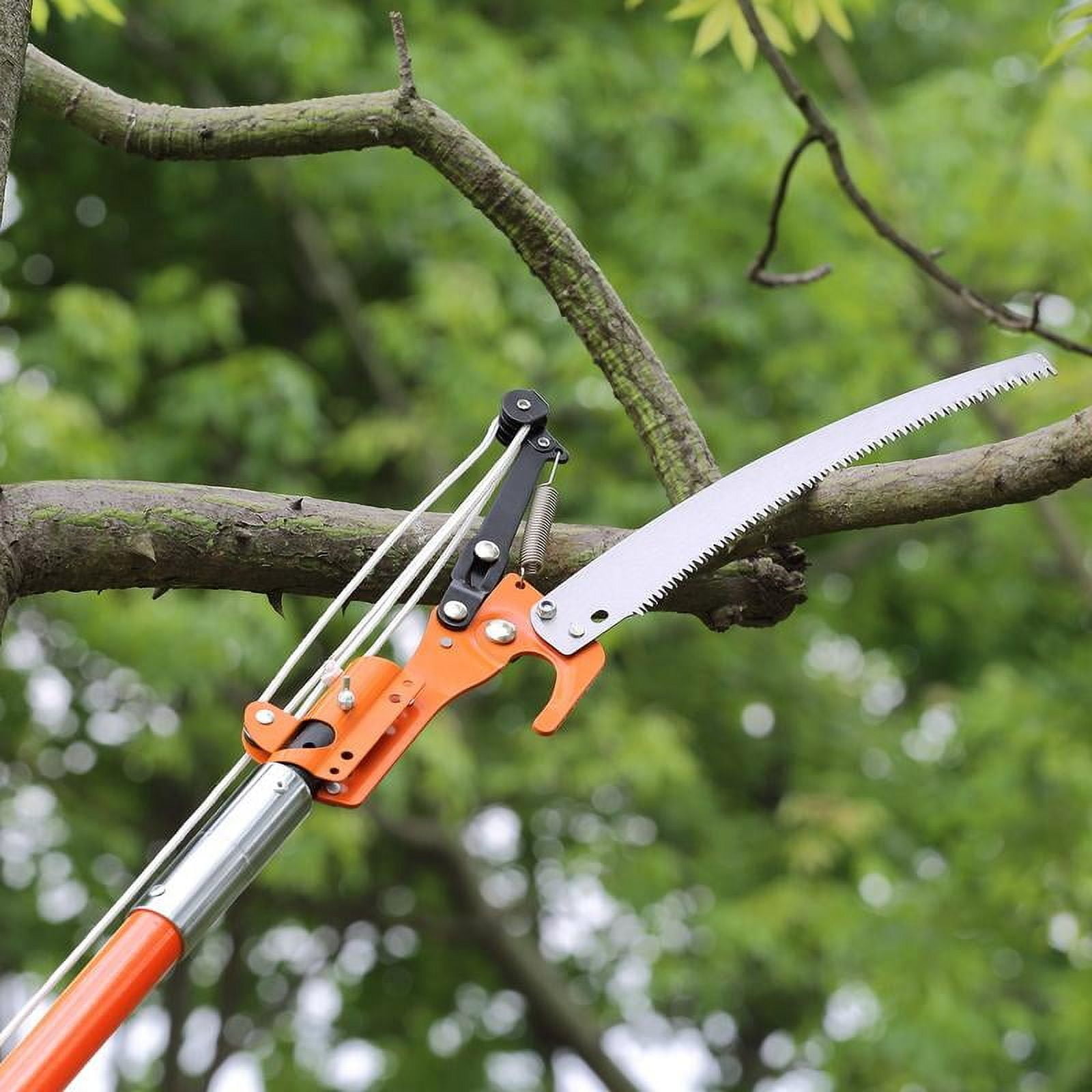 Generic Manual Tree Trimmer Pole Saw with Carbon Steel Blade (7.3-27 ft Adjustable Length) wfqdc