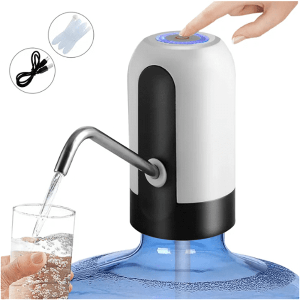 HOMUHOMU Electric Water Dispenser Pump, USB Rechargeable Universal Fit for 2 to 5 Gallon Jugs (Black) m442e