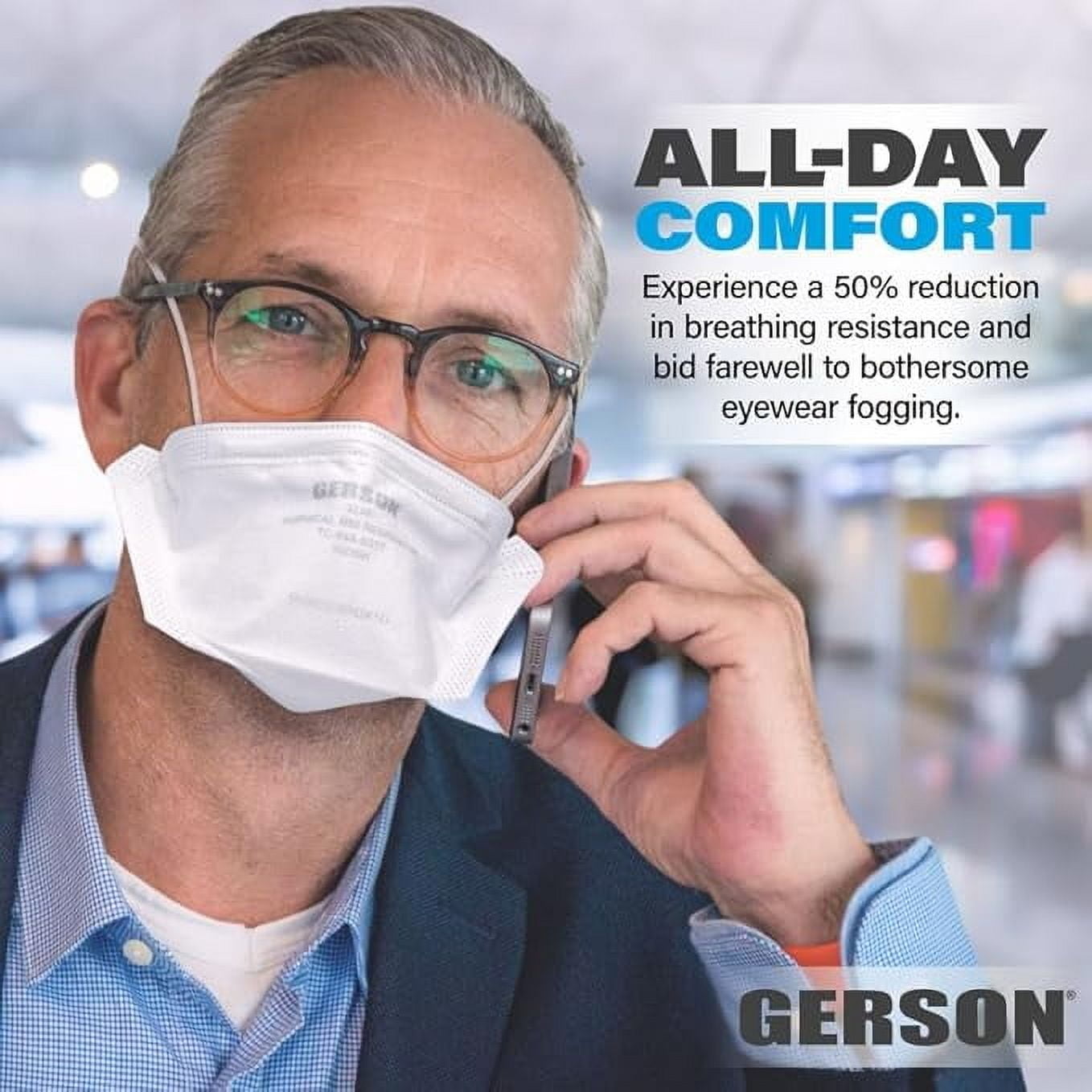 Gerson N95 Pouch Respirator (3230) NIOSH-Approved Protective Face Mask (White, 50-Pack) p34l7