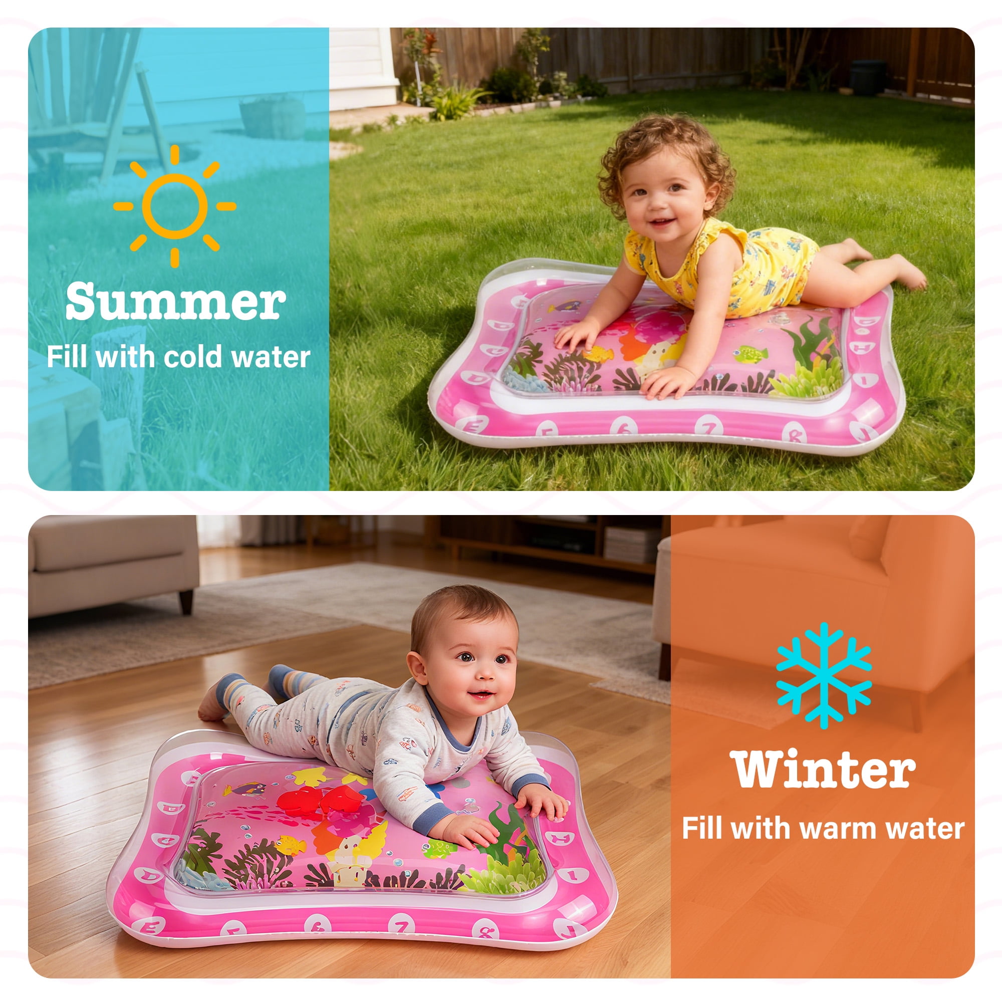 LotFancy Inflatable Tummy Time Water Play Mat for Infants and Toddlers (Pink, 26 in x 20 in) dok8t