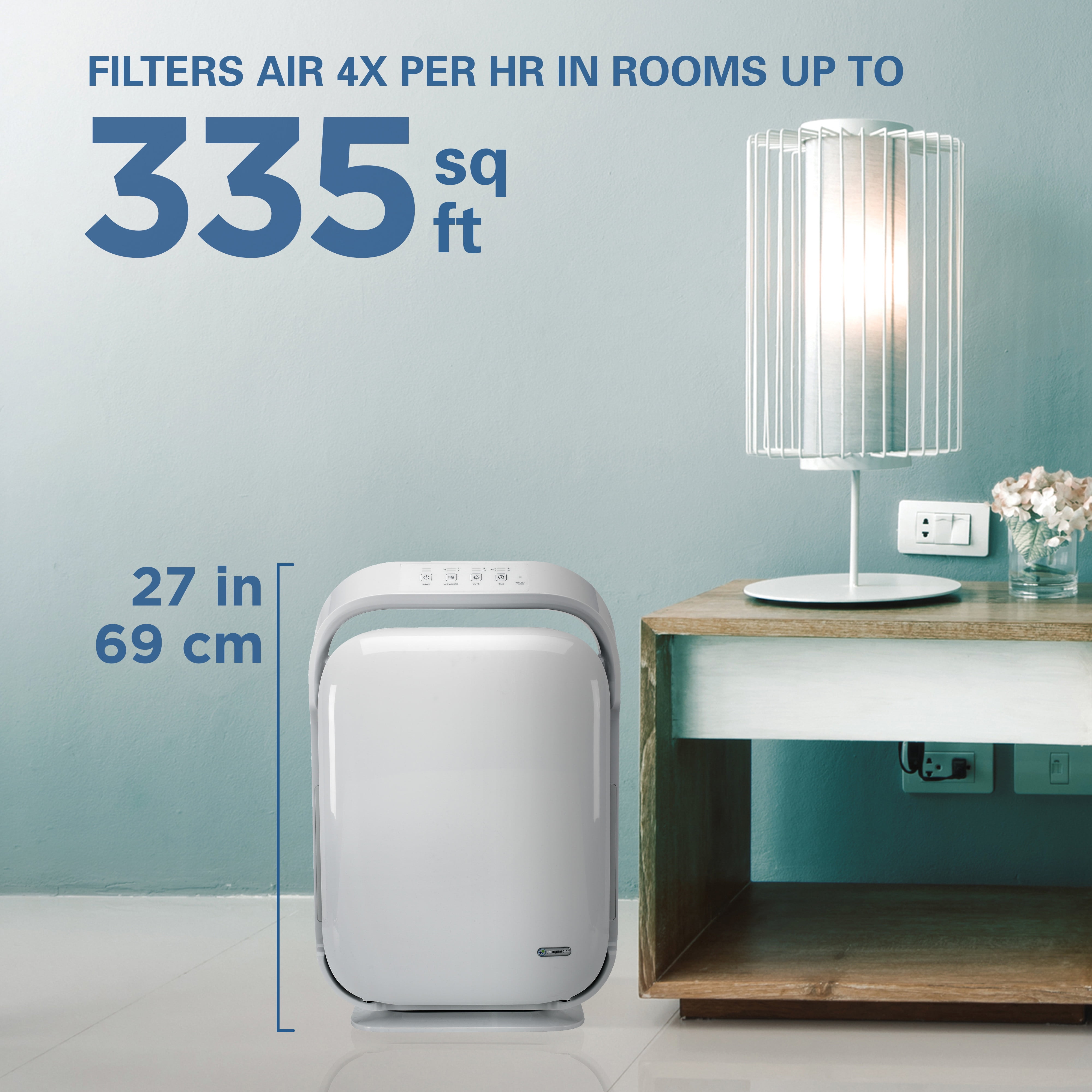 GermGuardian Air Purifier with True HEPA Filter and UV-C Light for Large Rooms (White, 1620 sq. ft.) mfeeh