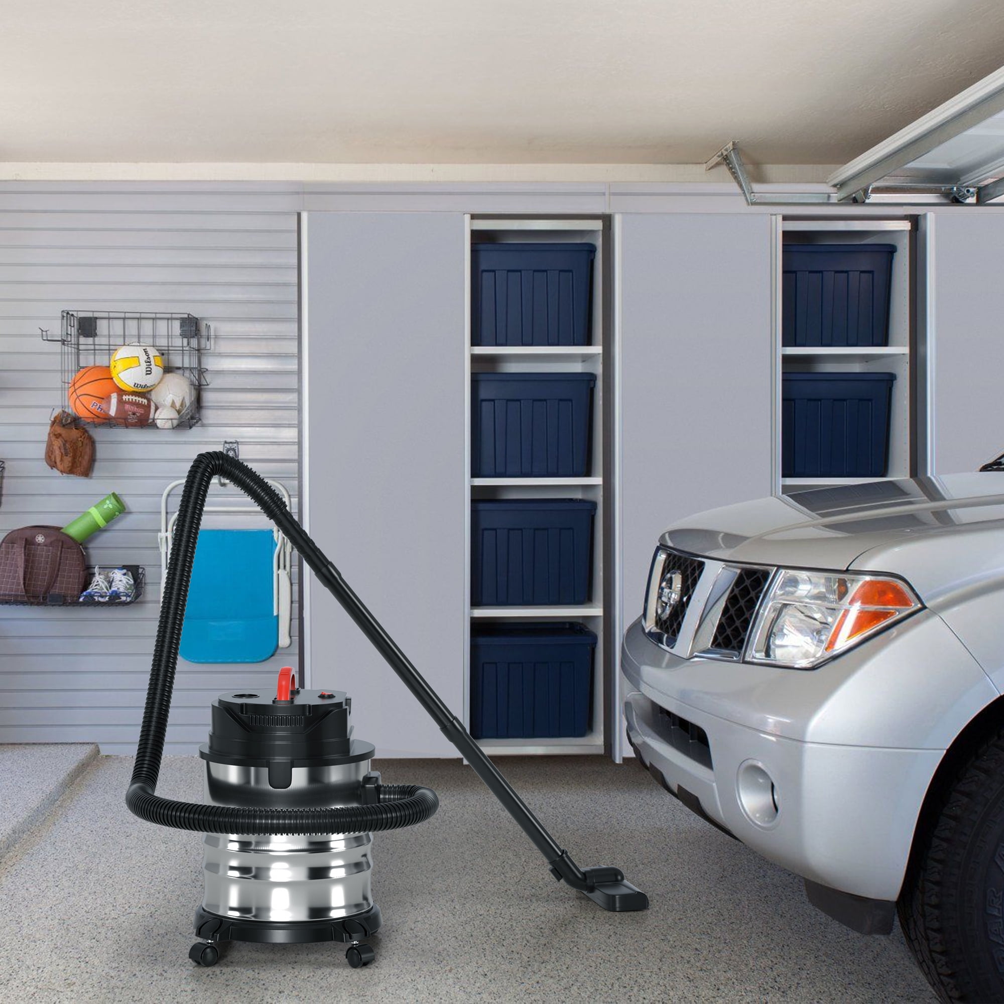 Topteng Wet Dry Shop Vacuum, Heavy-Duty Stainless Steel Cleaner for Garage and Workshop (4.75 Gallon) spfq3