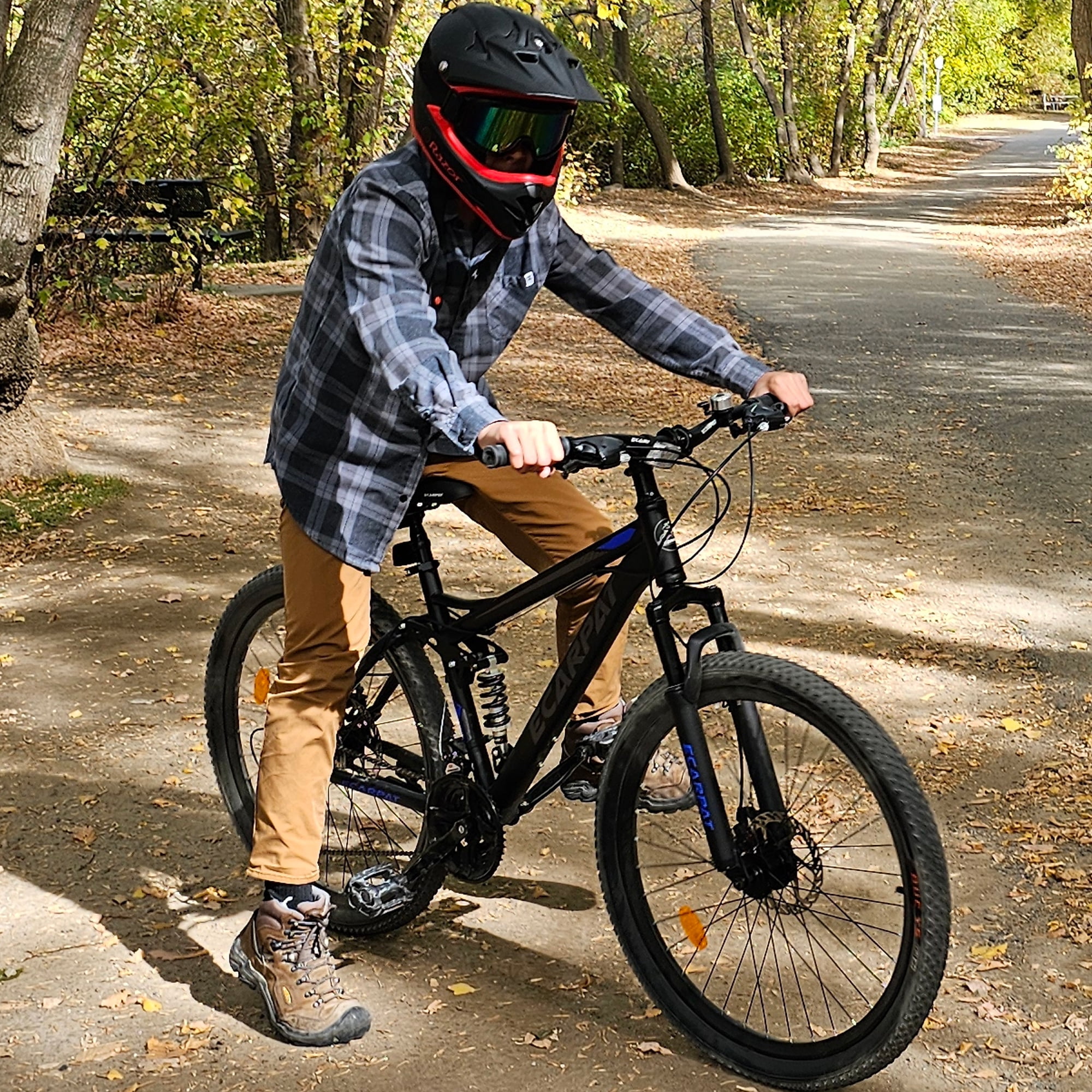 Ecarpat 26 Inch Mountain Bike, 21-Speed Dual Disc Brake MTB with Front and Rear Suspension (Black, 26 in) egrgr