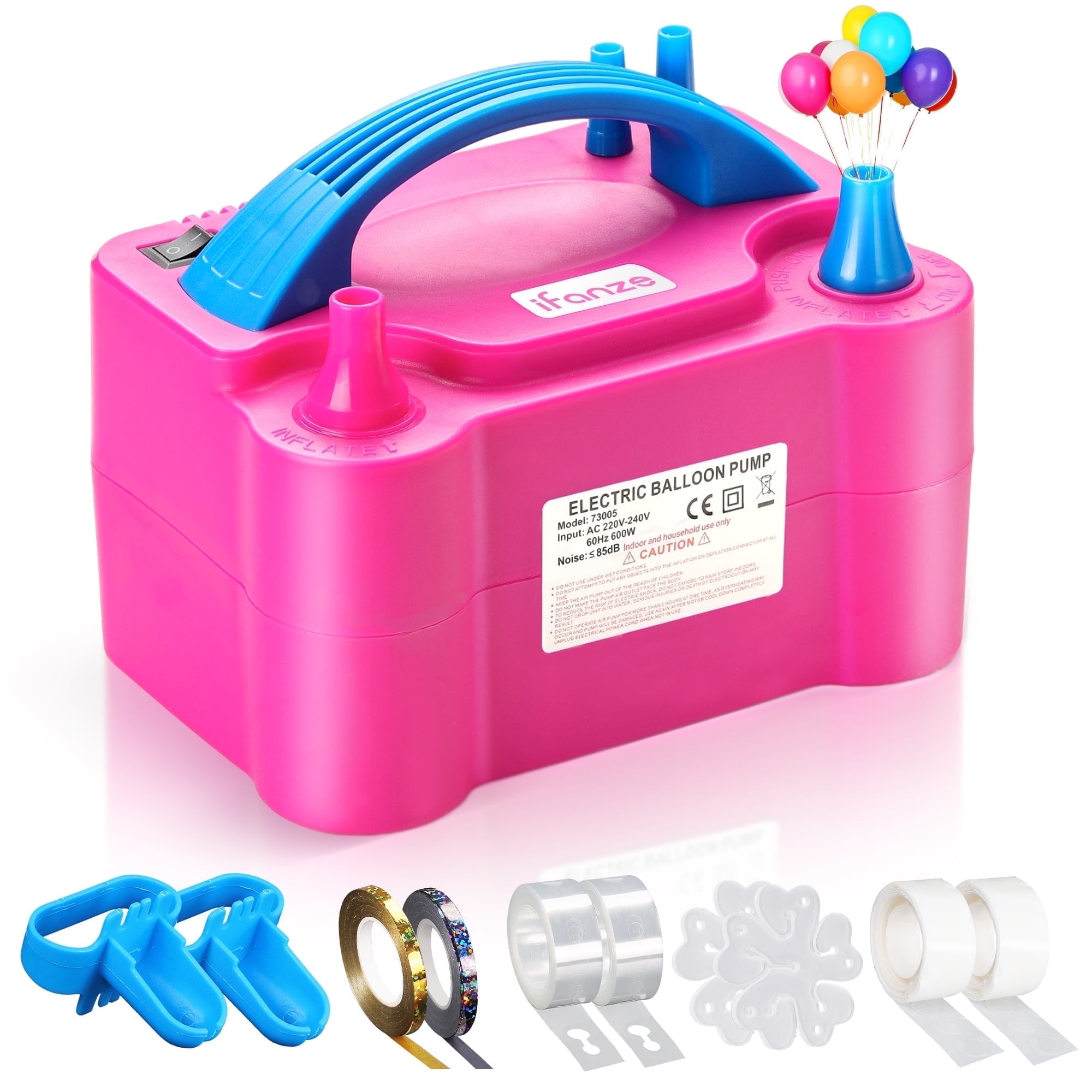 Qunler Electric Balloon Pump, Dual Nozzle Air Inflator for Party Decorations (Rose Red) edy5r