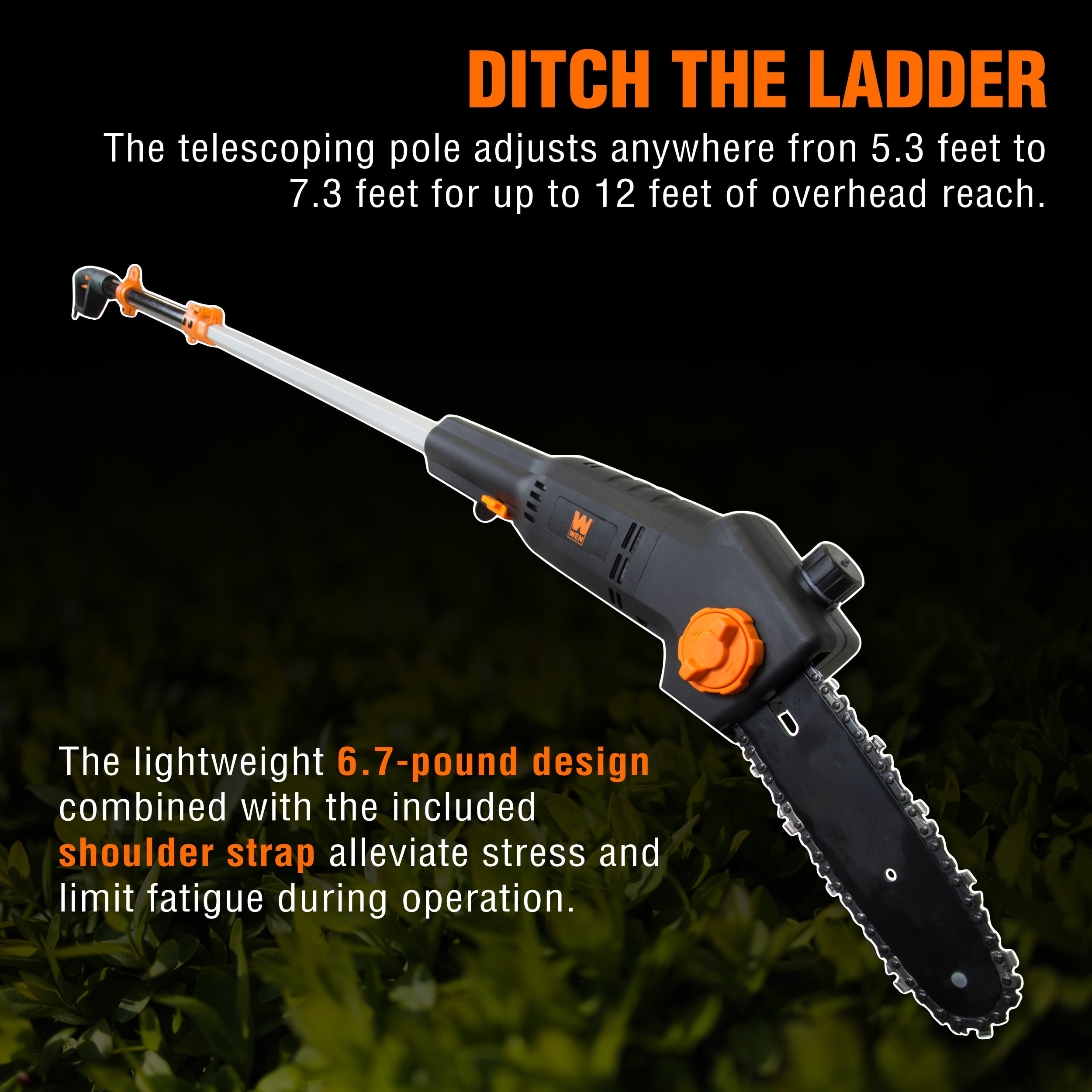 WEN 6-Amp 8-Inch Electric Pole Saw (Adjustable 5.3 ft to 7.3 ft Reach) tf8gl