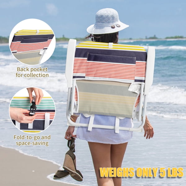 AsterOutdoor Portable Folding Beach Chair with Iron Frame (White, 220 lb Capacity) u7xr0