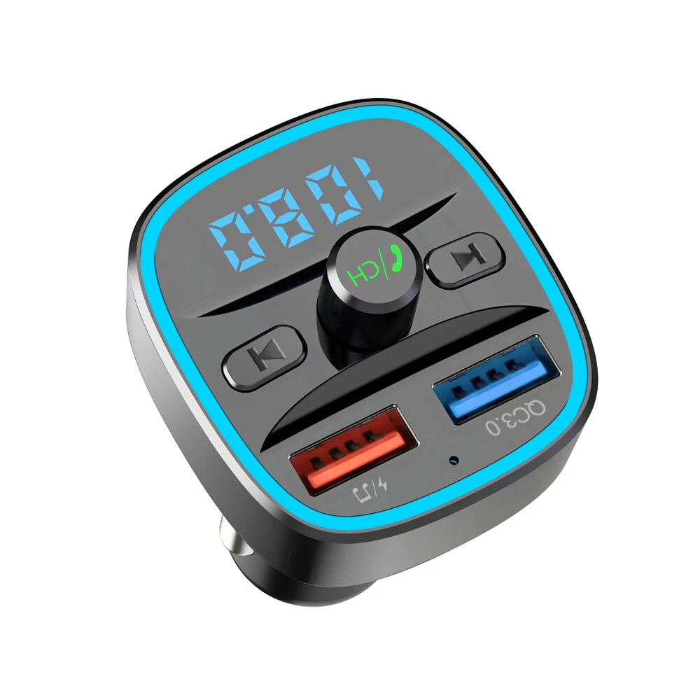 Rhea Bluetooth Car FM Transmitter Radio Adapter with QC3.0 Fast USB Charger (Black, 1 Pack) hpmqq