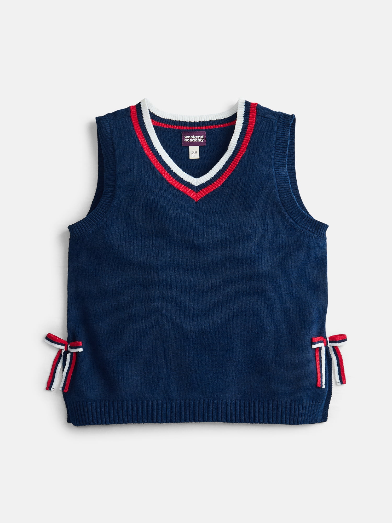 Weekend Academy Girls Sweater Vest, Ribbed V-Neck Pullover (Blue, Size 4-18) 8mwlk