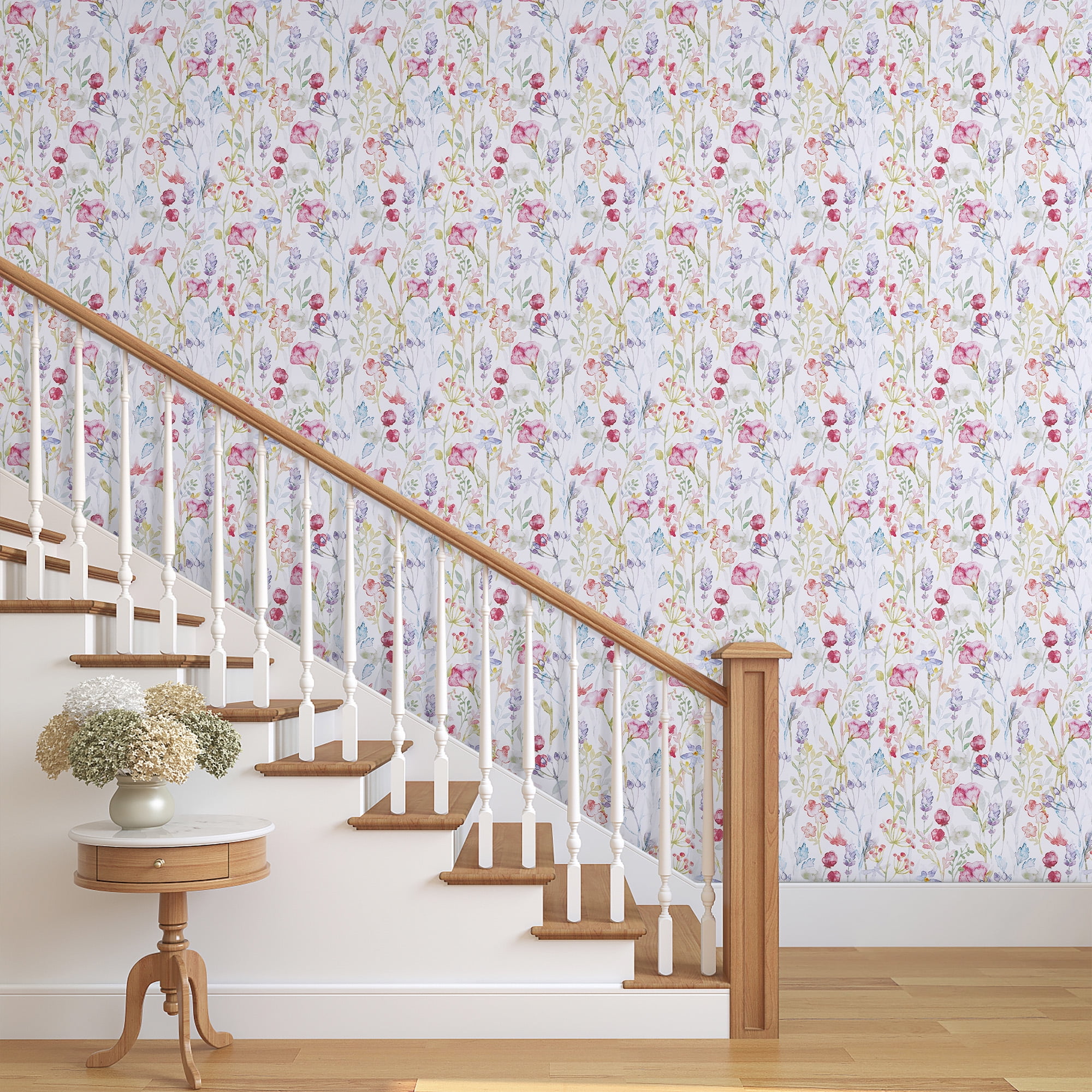 Abyssaly Floral Peel and Stick Wallpaper Removable Vinyl Contact Paper for Home Decor (White, 17.3 in x 118 in) 2w4oa