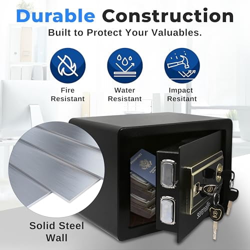 SereneLife Electronic Fingerprint Home Safe Box (Steel, 13.77 x 9.84 x 9.84 in) mhhqk