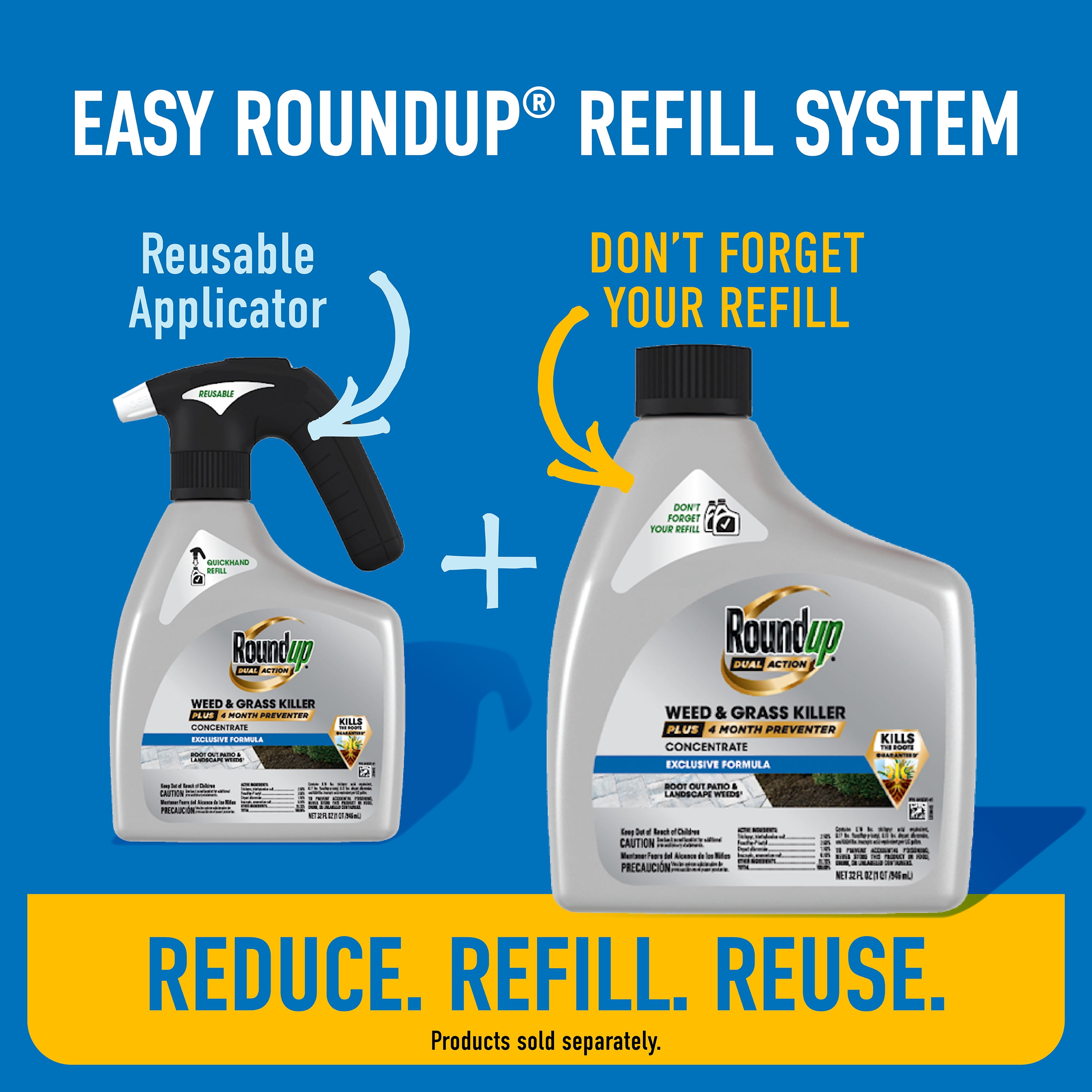 Roundup Dual Action Weed and Grass Killer Plus 4 Month Preventer with QuickHand Sprayer (50.7 fl oz) yrxaq