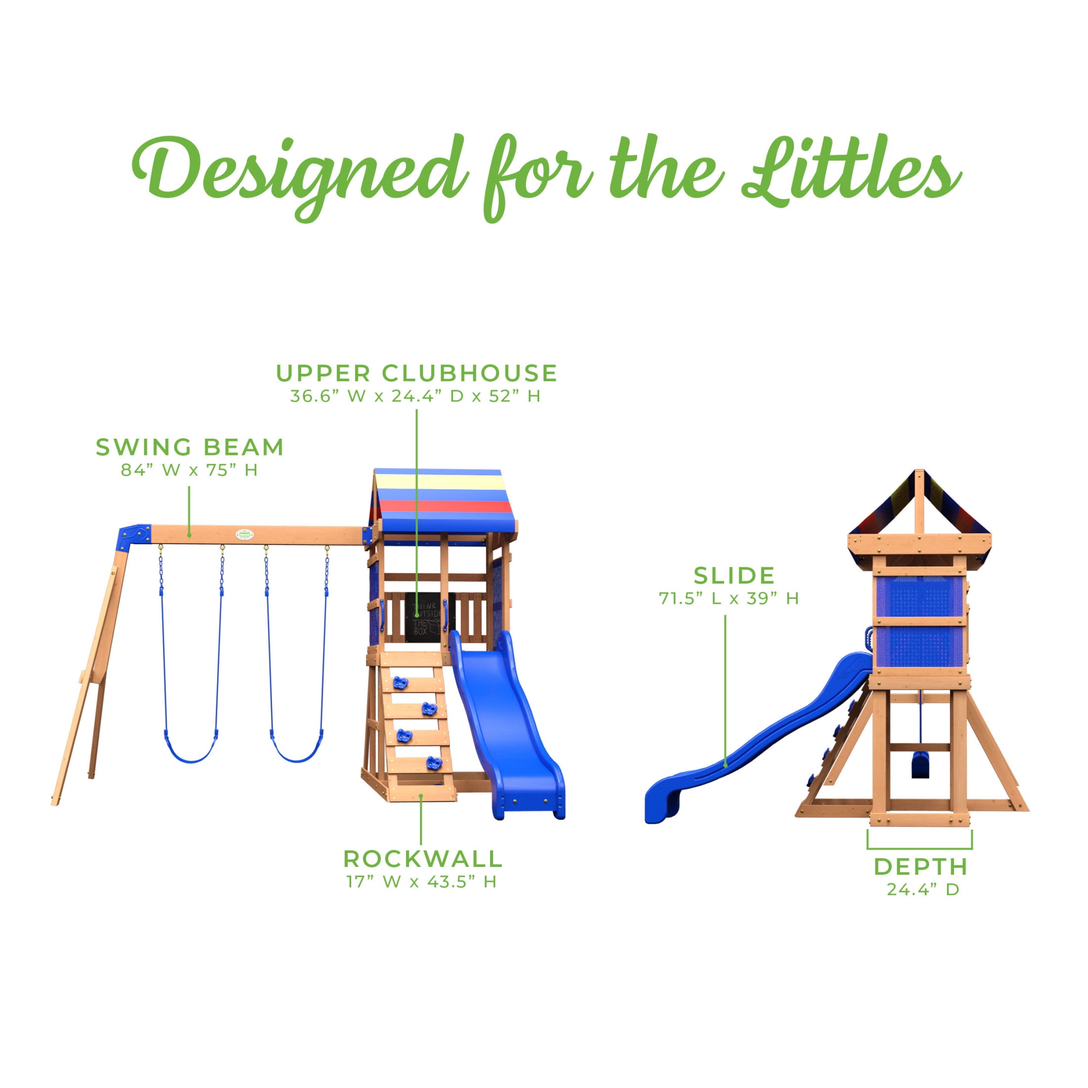 Backyard Discovery Bay Pointe Cedar Wood Swing Set with Slide, Play Deck, and Rock Wall Ladder (Brown) p7hi1