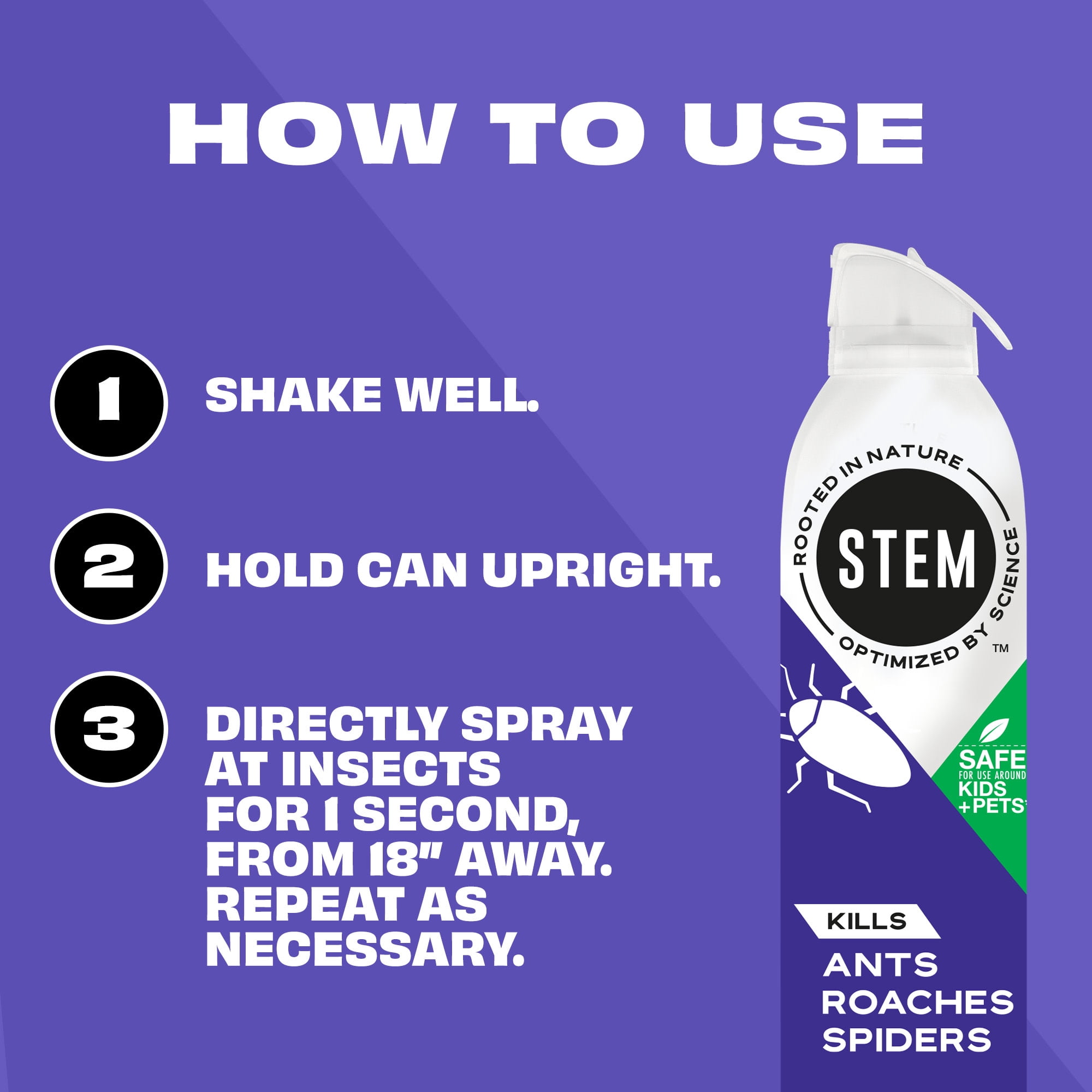 STEM Insect Killer for Ants, Roaches, and Spiders, Plant-Based Indoor and Outdoor Bug Spray (10 oz) 4kcm8