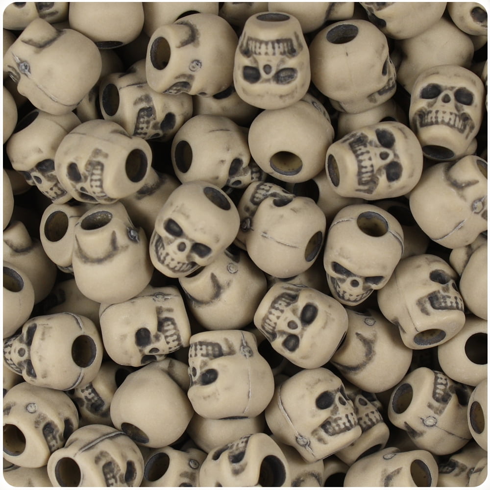 Beadtin Skull Pony Beads for Jewelry Making and DIY Crafts (Khaki Antique, 150 Count) 4e3fs