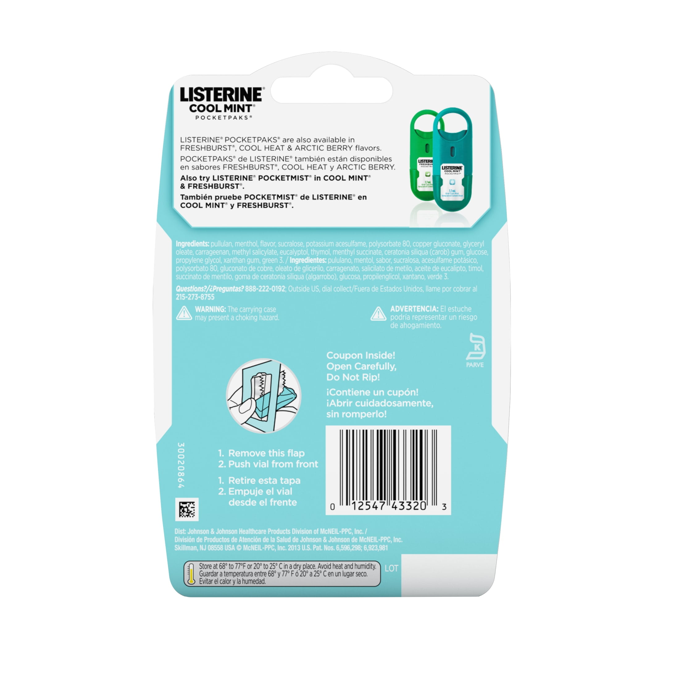 Listerine Cool Mint PocketPaks Oral Care Breath Strips (Cool Mint, 72 Count) g59se