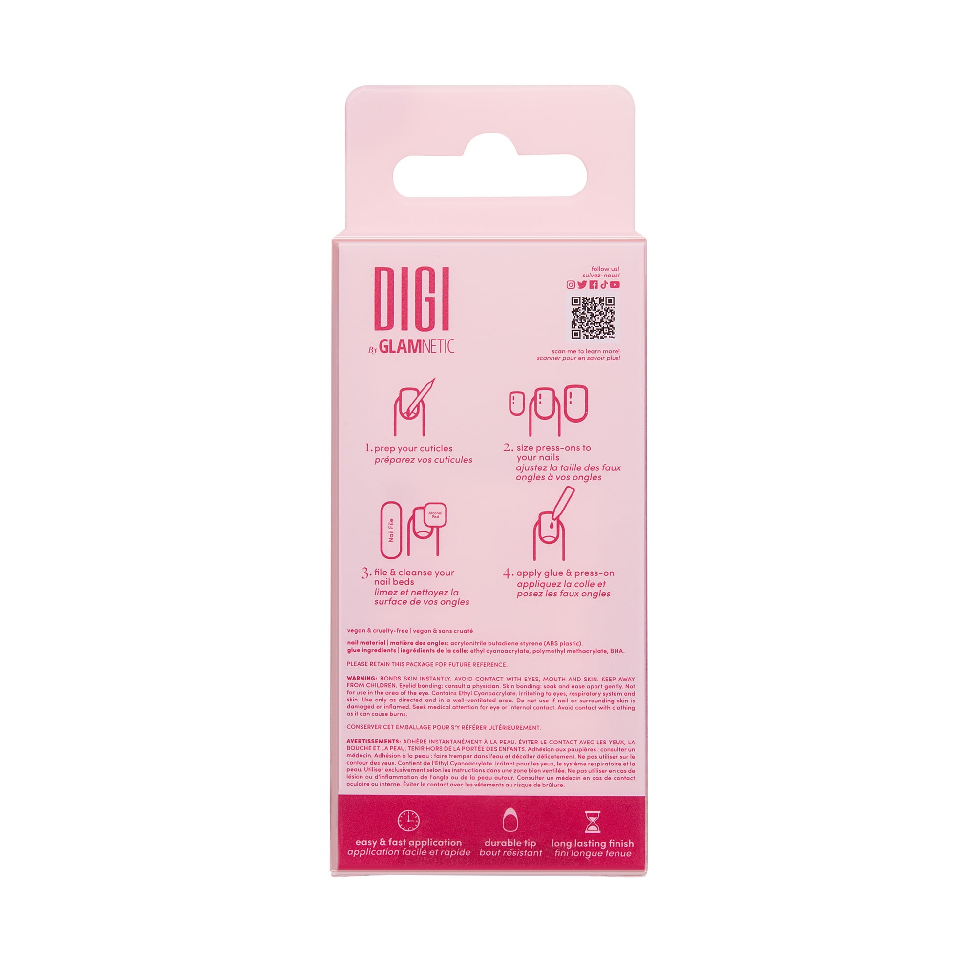 DIGI by Glamnetic Short Almond Press-on Nails, Sunny Tips Yellow French Floral (24 Pieces) nrisp