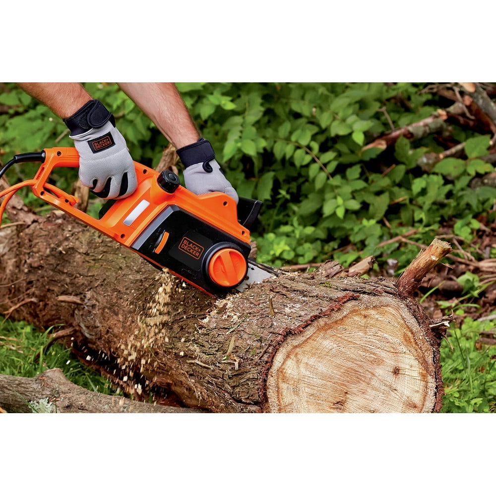 BLACK+DECKER 16 in 12 Amp Corded Electric Chainsaw with Tool-Free Tensioning (Black, 10 lb) udko7