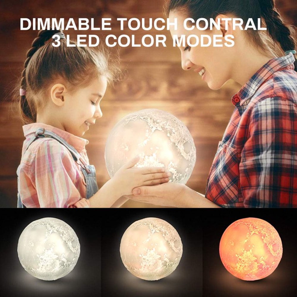 Dsseng Moon Lamp Humidifier 3-in-1 Ultrasonic Cool Mist Diffuser with 8-Color LED Night Light (Yellow, 28 fl oz) wh1sb