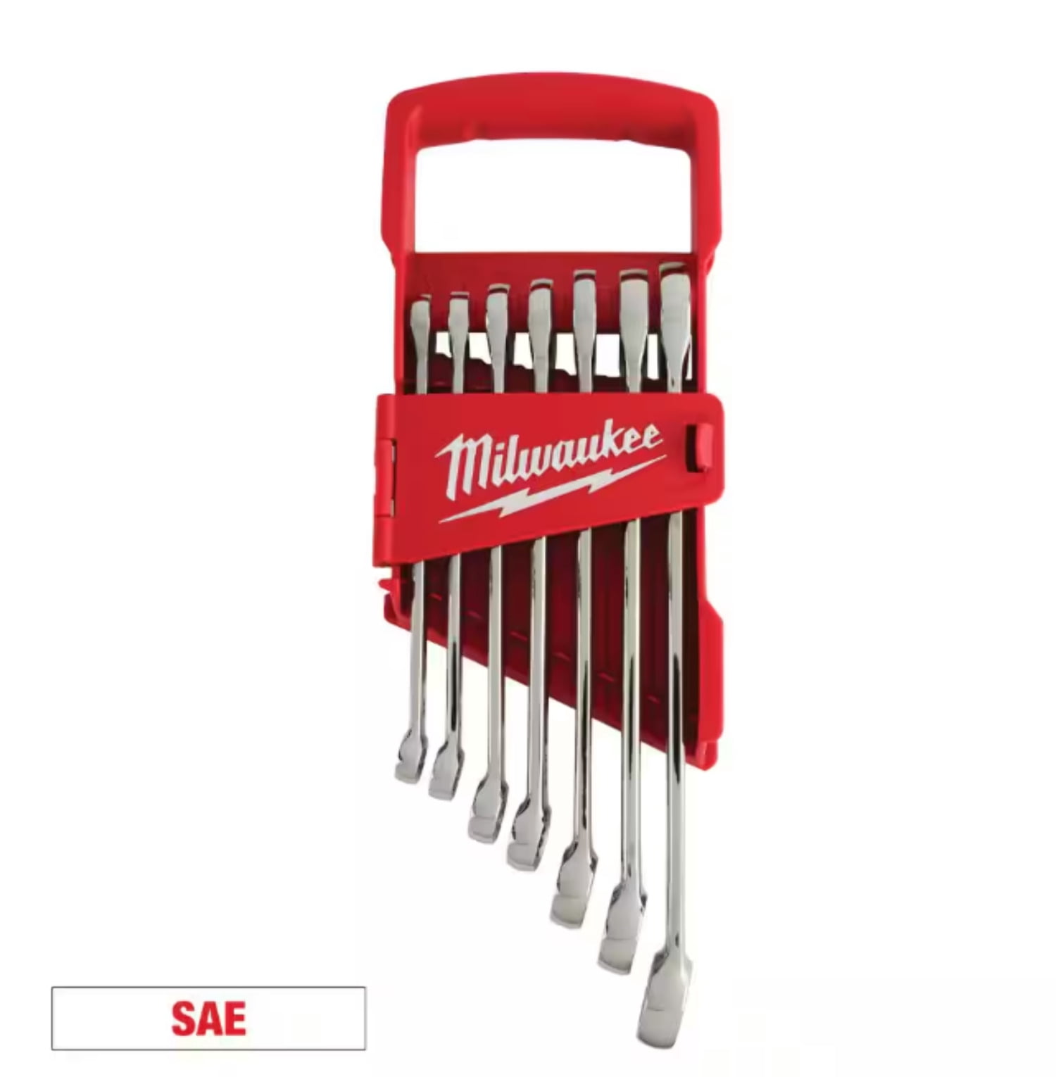 Milwaukee 7-Piece SAE 12-Point Straight Head Combination Wrench Set (Professional Grade, Includes Storage Tray) 4k6z8