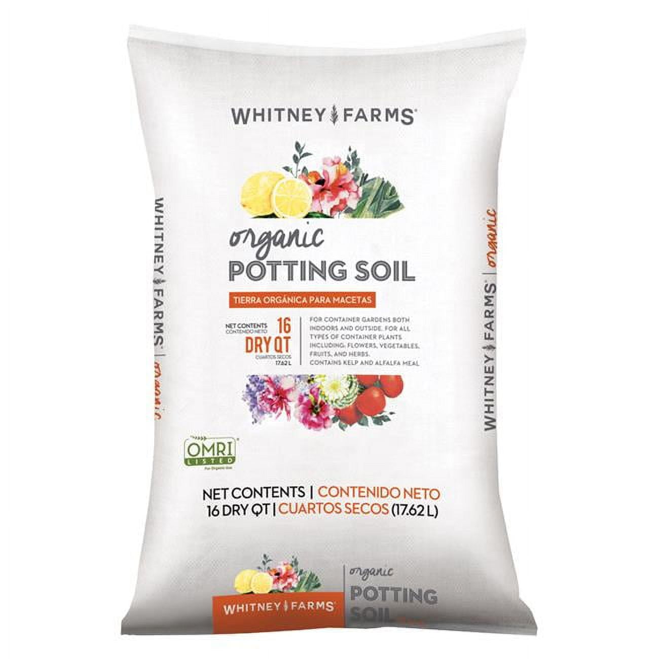 Whitney Farms Organic Potting Soil (Natural Nutrient-Rich Blend, 16 Dry qt) 3hofb
