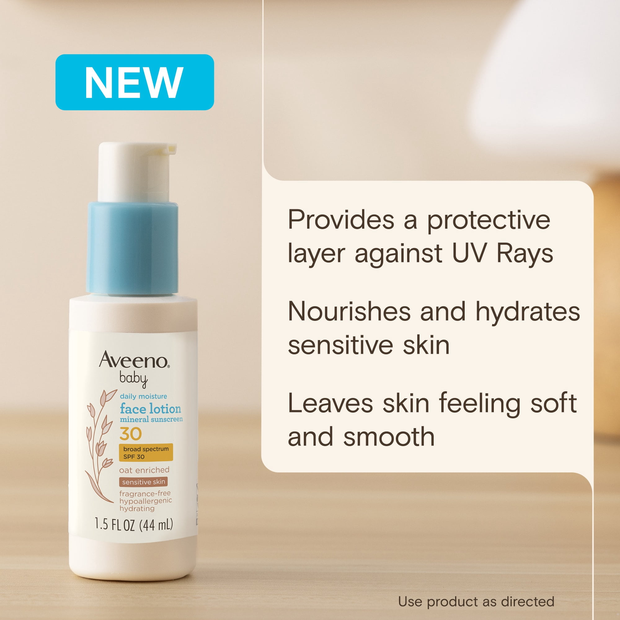 Aveeno Baby Daily Moisture Mineral Sunscreen Face Lotion (SPF 30, 1.5 fl oz) 3fauv