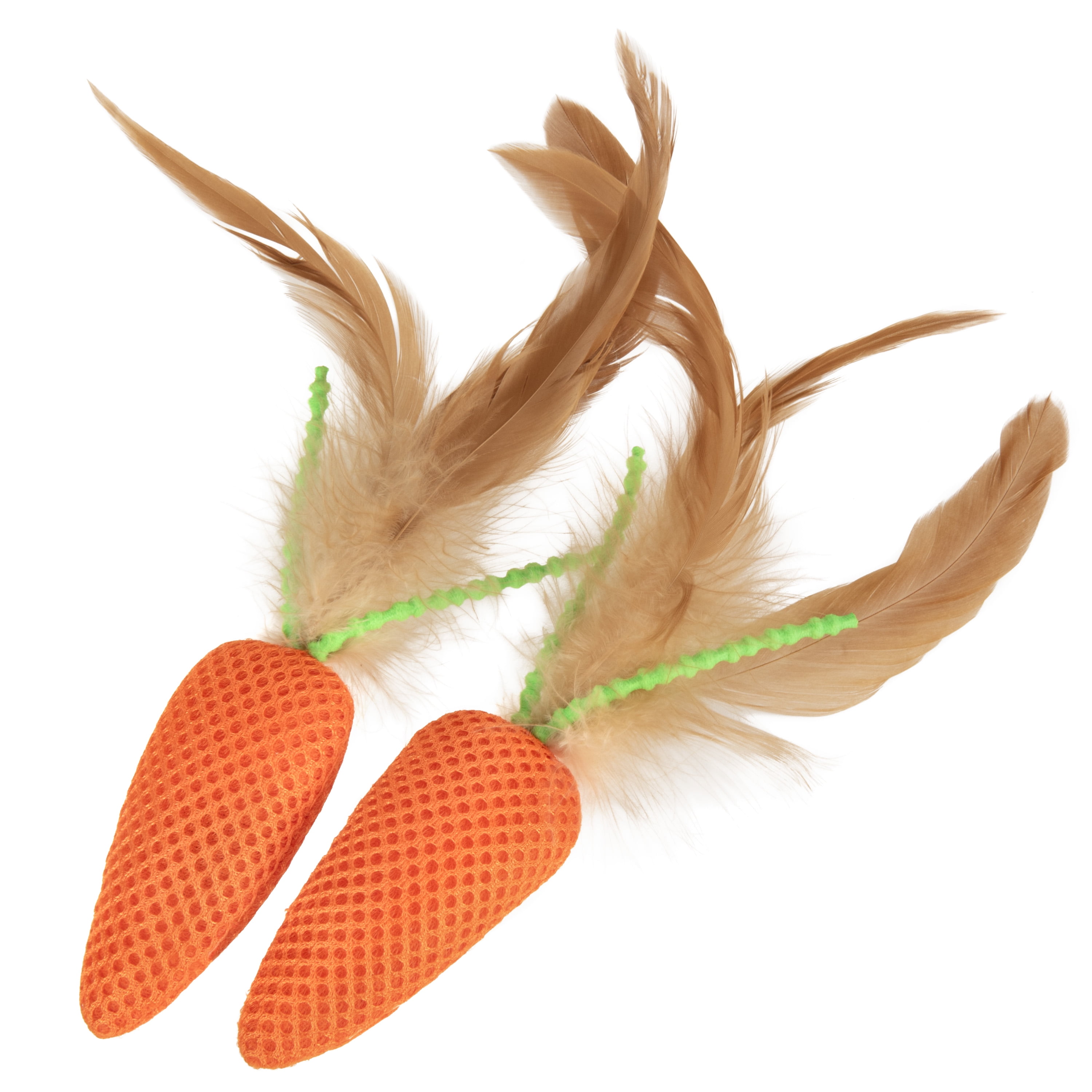 SmartyKat Crazy Carrots Interactive Cat Toy with Feathers and Elastic Cord (Orange, 1 Pack) gqjp5