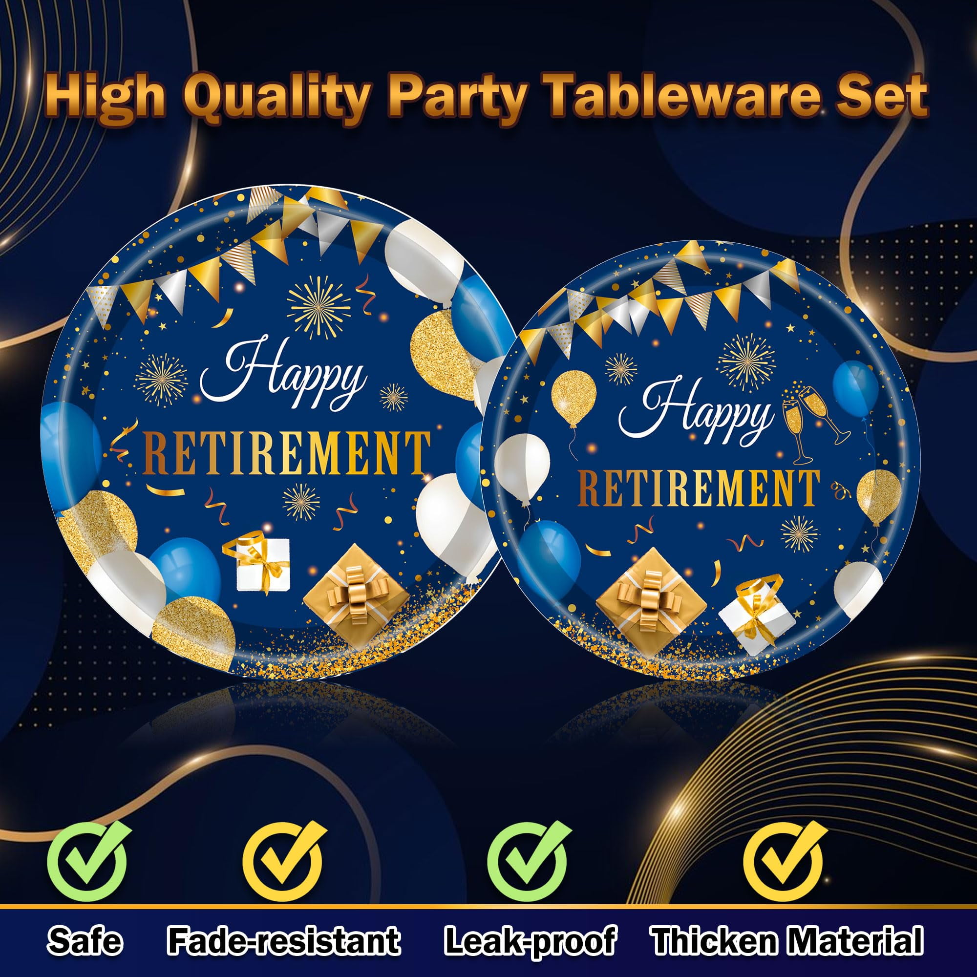 Jestar 96-Piece Retirement Party Supply Set (Gold, 24-Guest Service) w3kbh