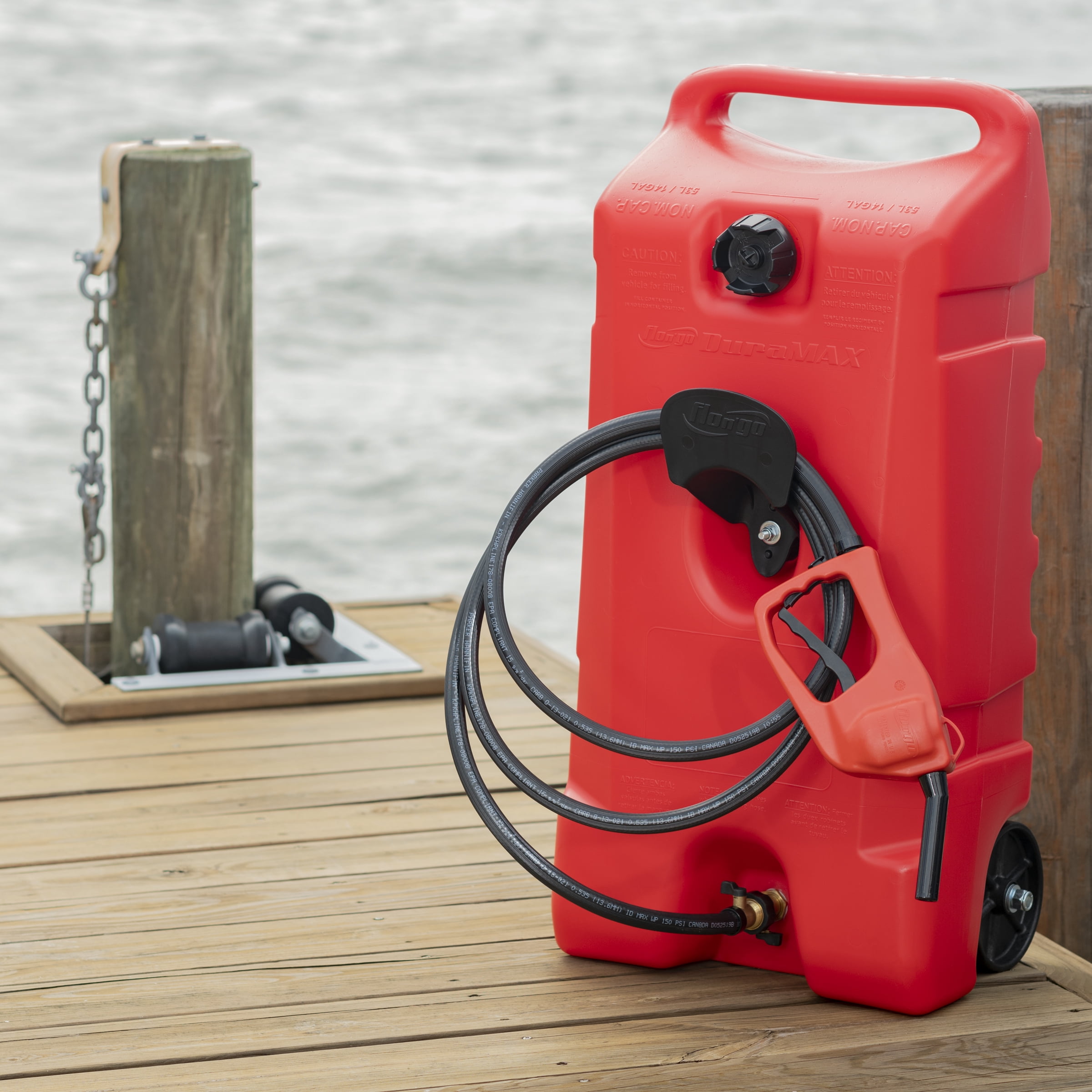 Scepter Flo N Go Duramax 14 Gallon Wheeled Fuel Transfer Caddy with Siphon Pump (Red, 14 Gallon) whab7