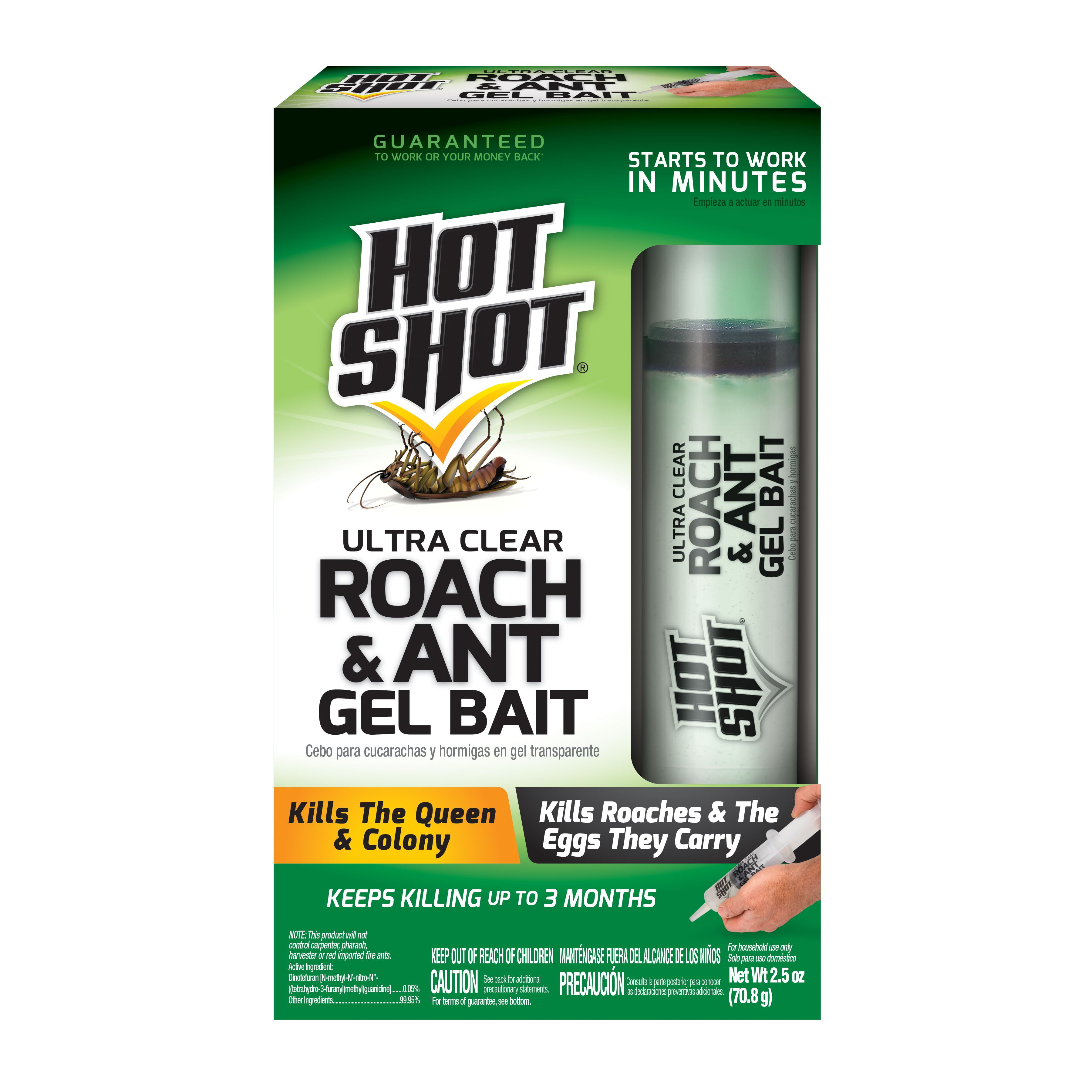 Hot Shot Ultra Clear Roach and Ant Gel Bait, Indoor Pest Control Treatment (Clear, 2.5 oz) 4k73o