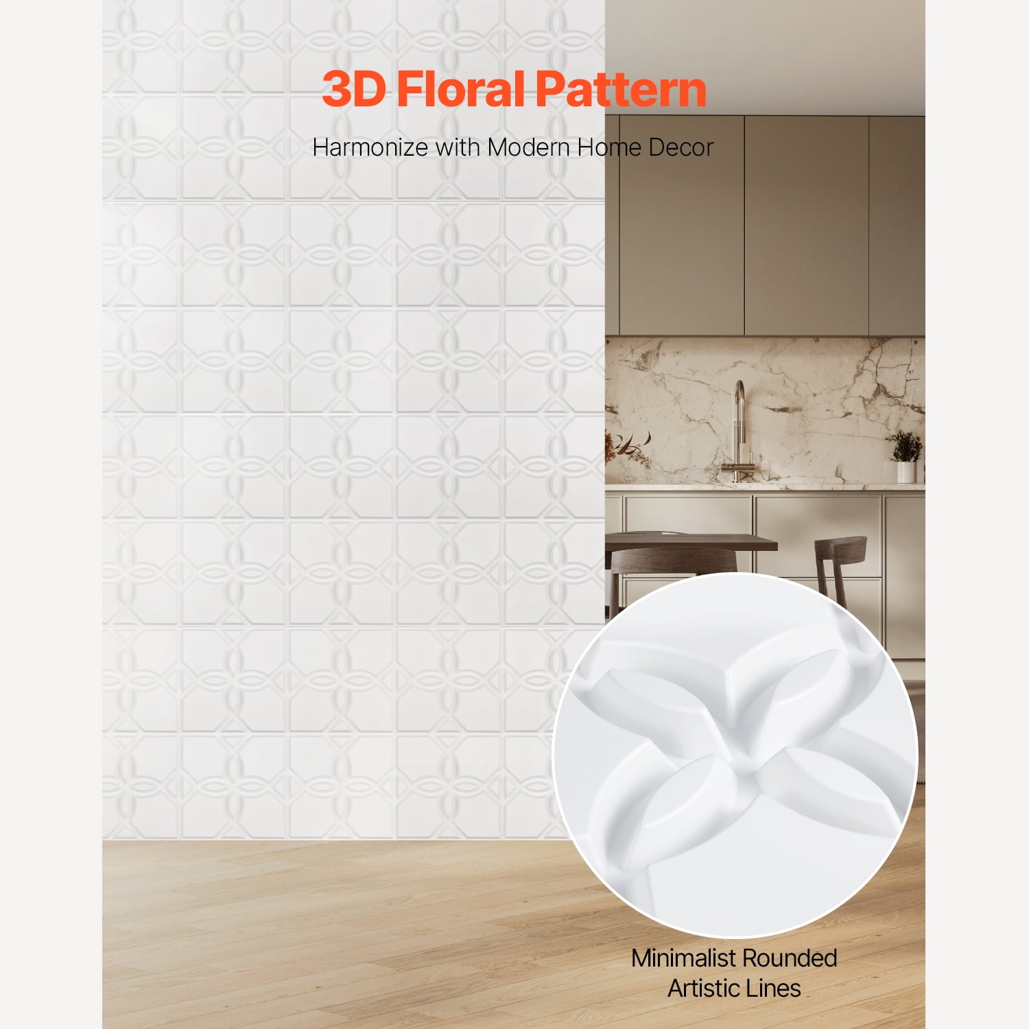 KFFKFF 3D Wall Panels, Decorative PVC Floral Wall Coverings for Home Decor (White, 33 Pack, 11.81 x 11.81 in) ykmi7