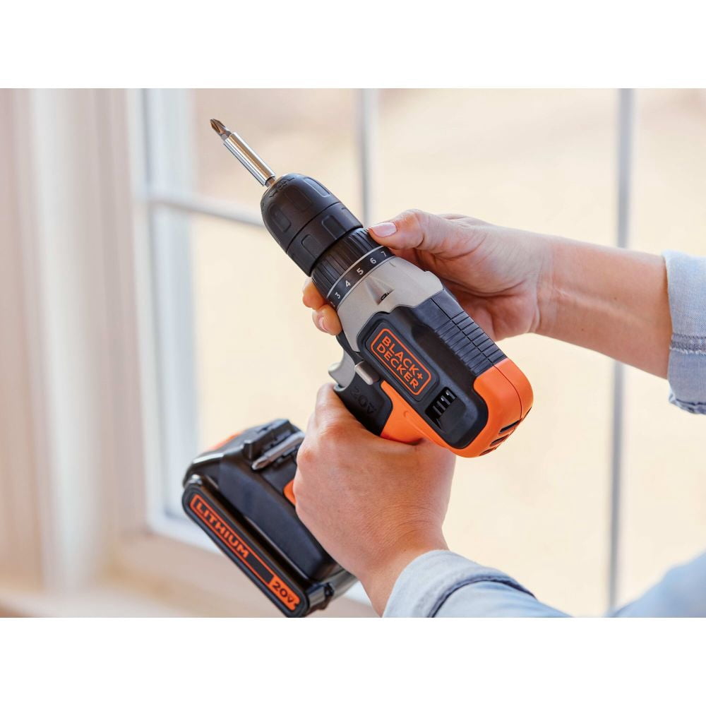 BLACK+DECKER 20V Cordless Hex Chuck Drill Driver Kit (Black, 64 Piece Set) 087um
