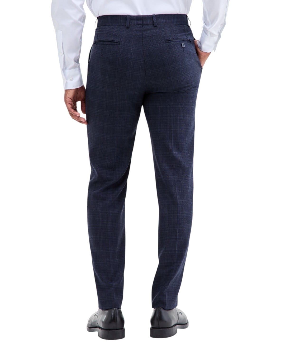 Calvin Klein Mens Slim Fit Dress Pants Stretch Wool Plaid (Navy Blue, 32 in x 32 in) xok6y