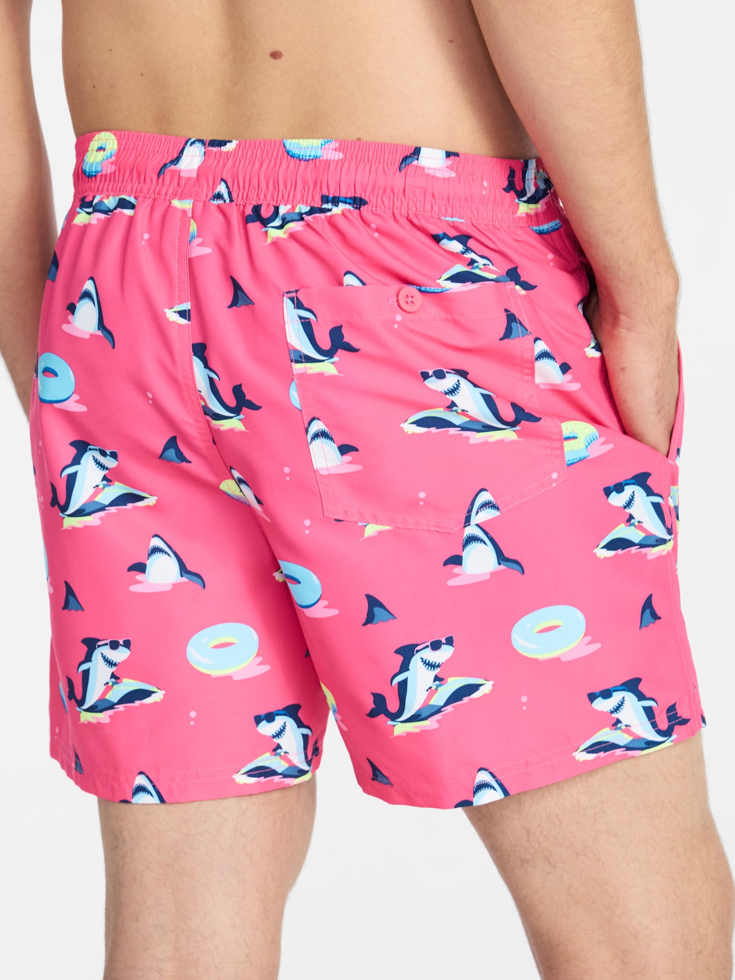 No Boundaries Men's Swim Trunks Quick-Dry Elastic Waistband (Pink, S-5XL) 30aa2